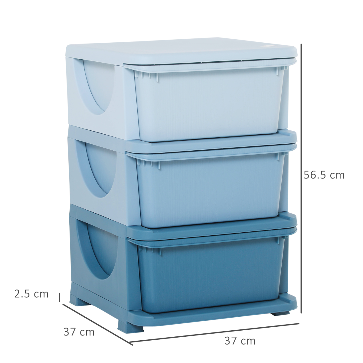 HOMCOM Kids 3-Drawer Storage Unit Vertical Plastic Dresser Tower
