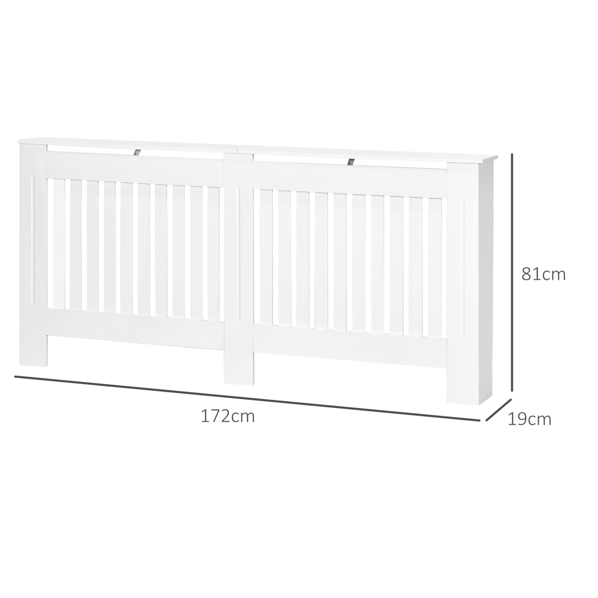 HOMCOM Painted Slatted MDF Radiator Cover Cabinet with Shelf, 172 x 19 x 81.5 cm