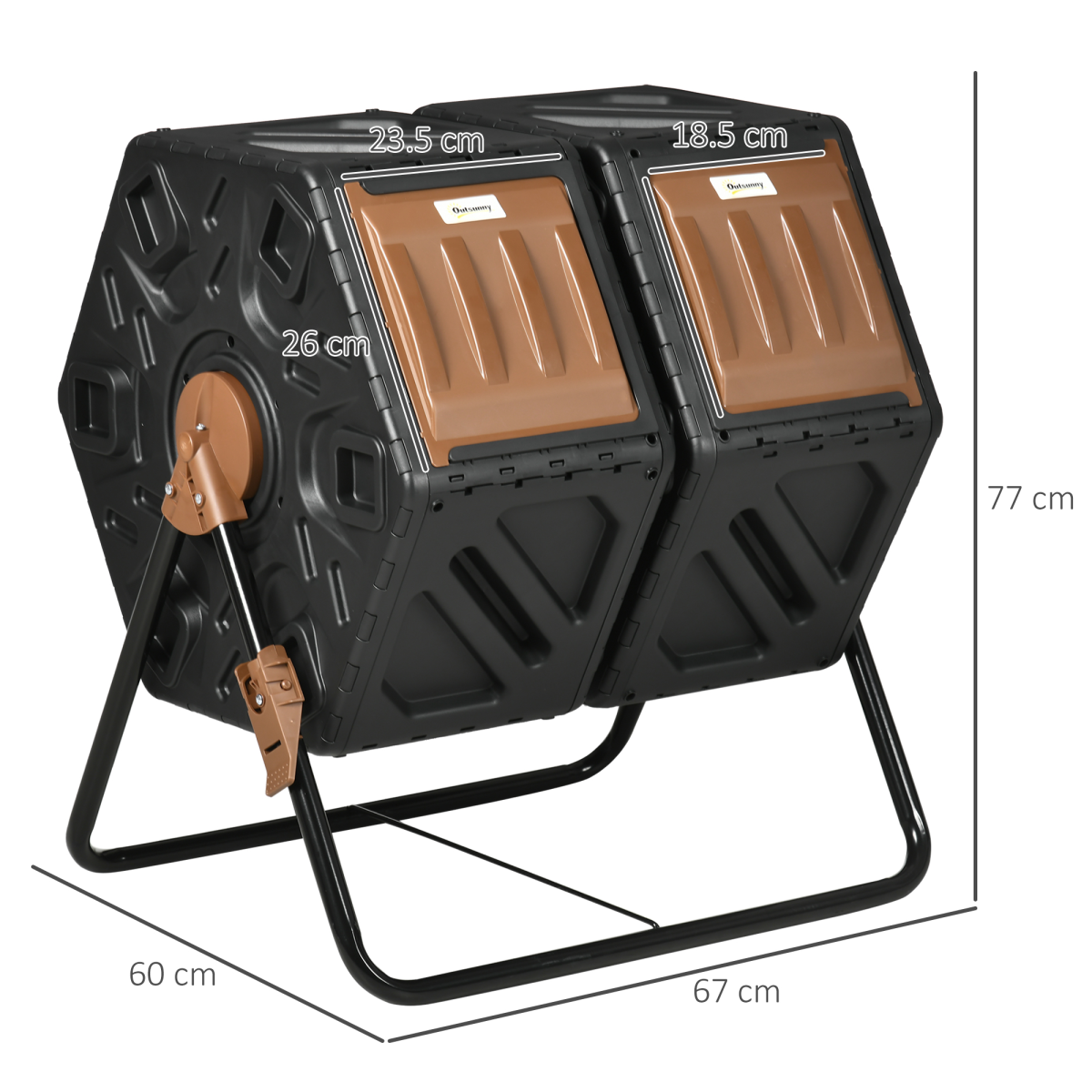 Outsunny 130L Dual Chamber Rotating Compost Bin with Ventilation
