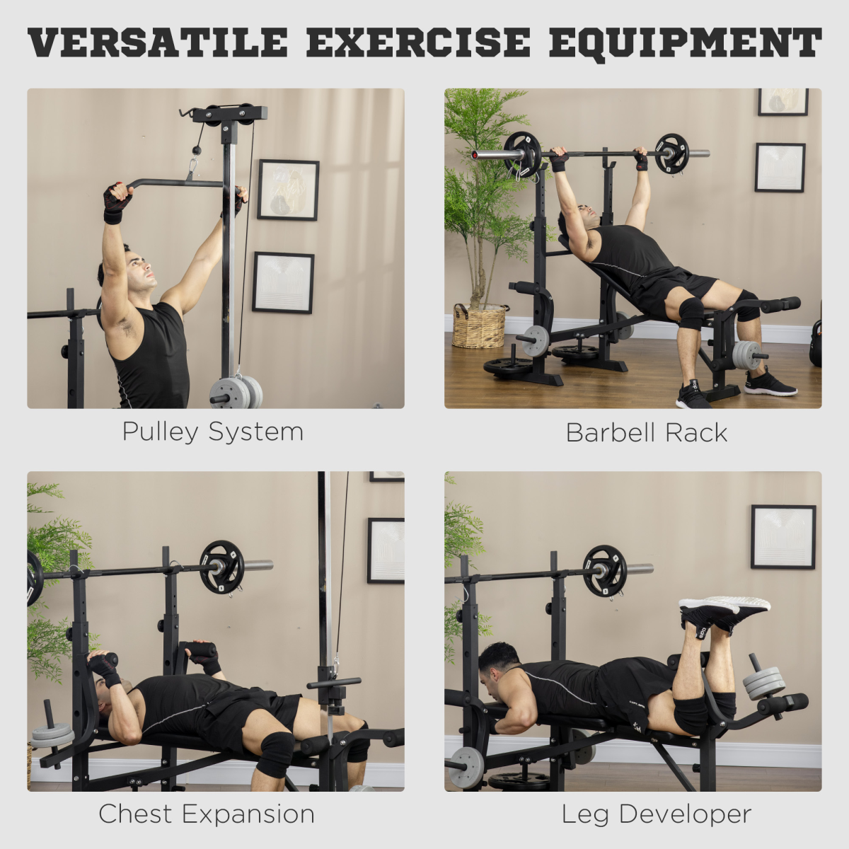 HOMCOM Multifunction Adjustable Weight Bench with Lat Pulldown