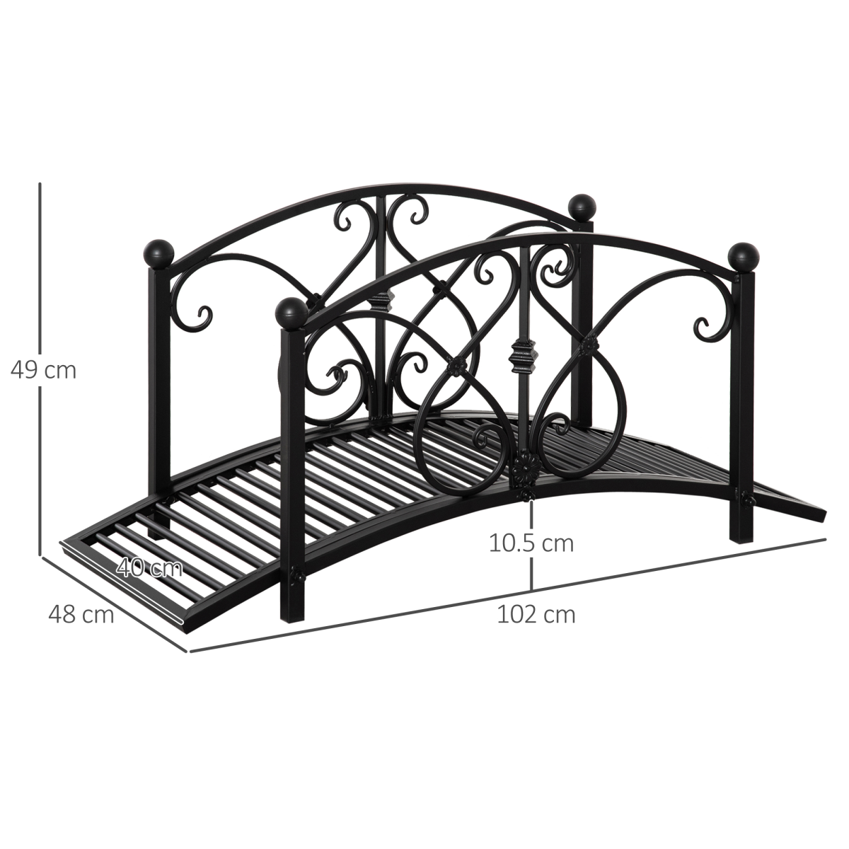 Outsunny Arched Decorative Garden Bridge with Safety Rails