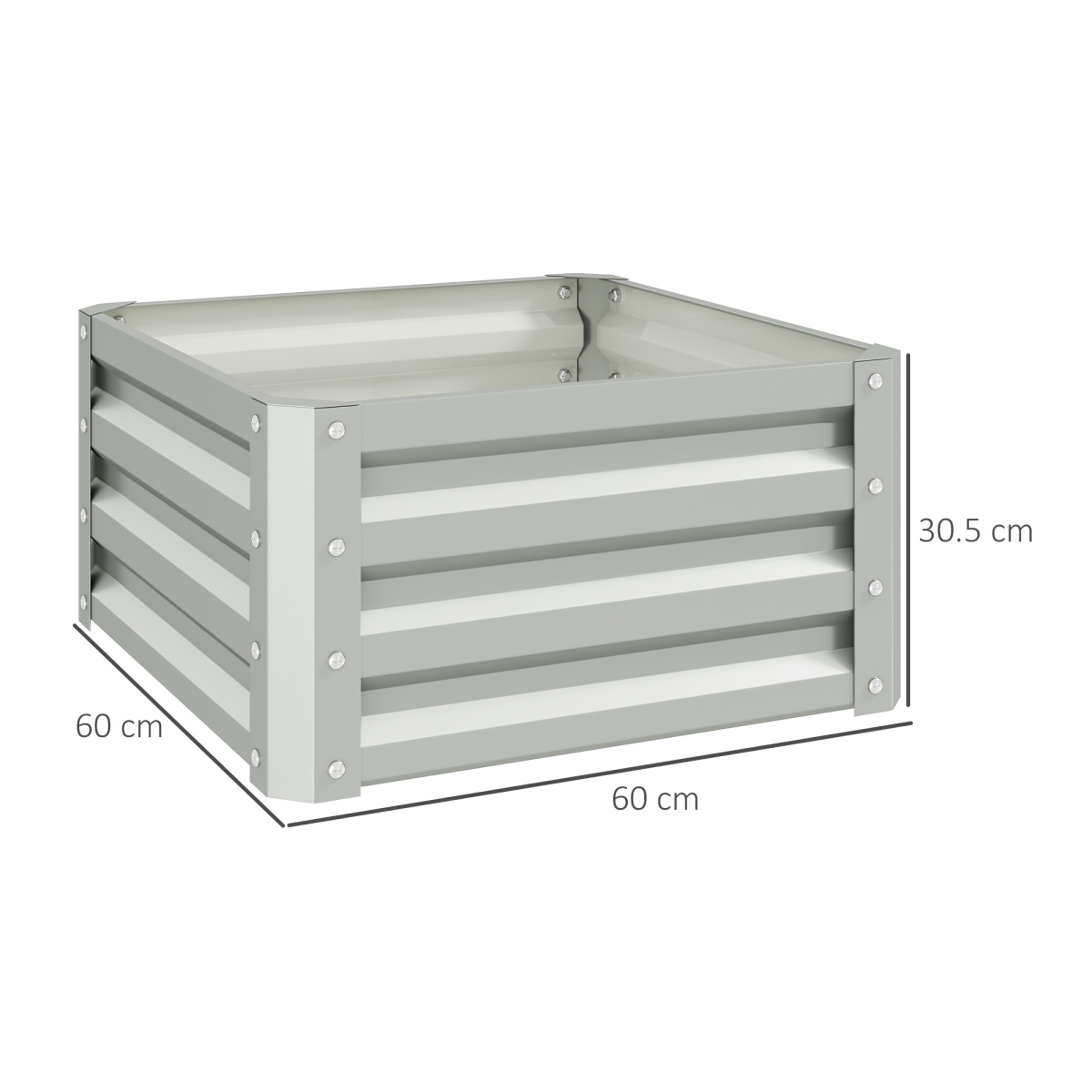 Outsunny Set of 2 Galvanised Steel Raised Garden Beds, Light Grey
