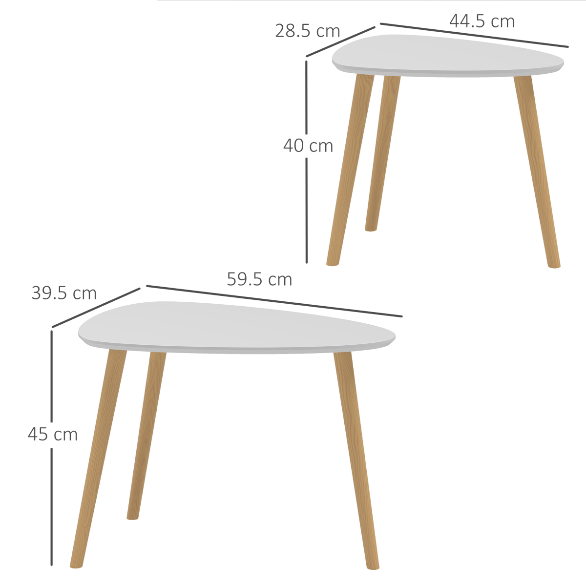 HOMCOM Set of 2 Modern Nesting Side Tables, Grey and Natural