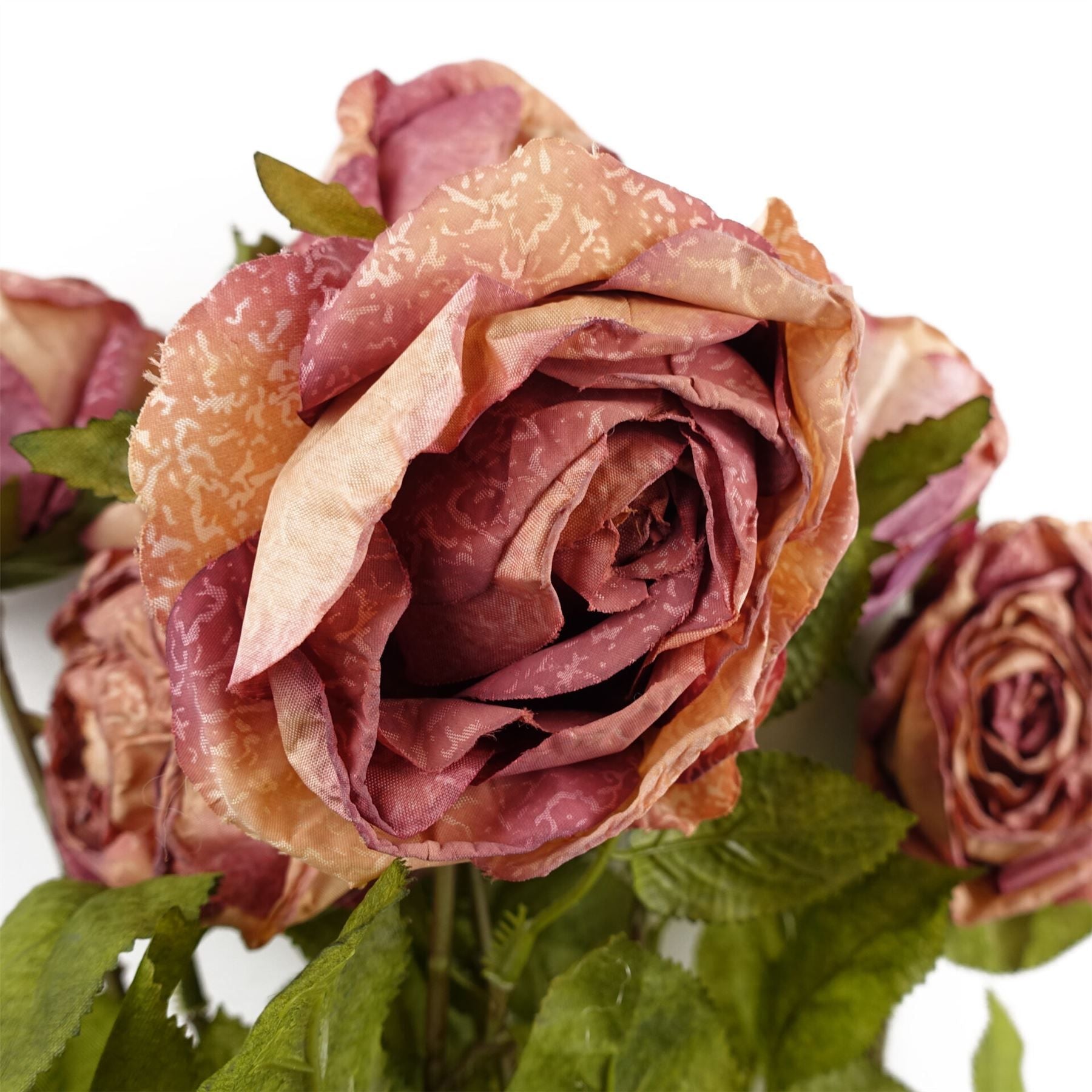 Leaf 70cm Artificial Dark Pink Silk Rose Stem