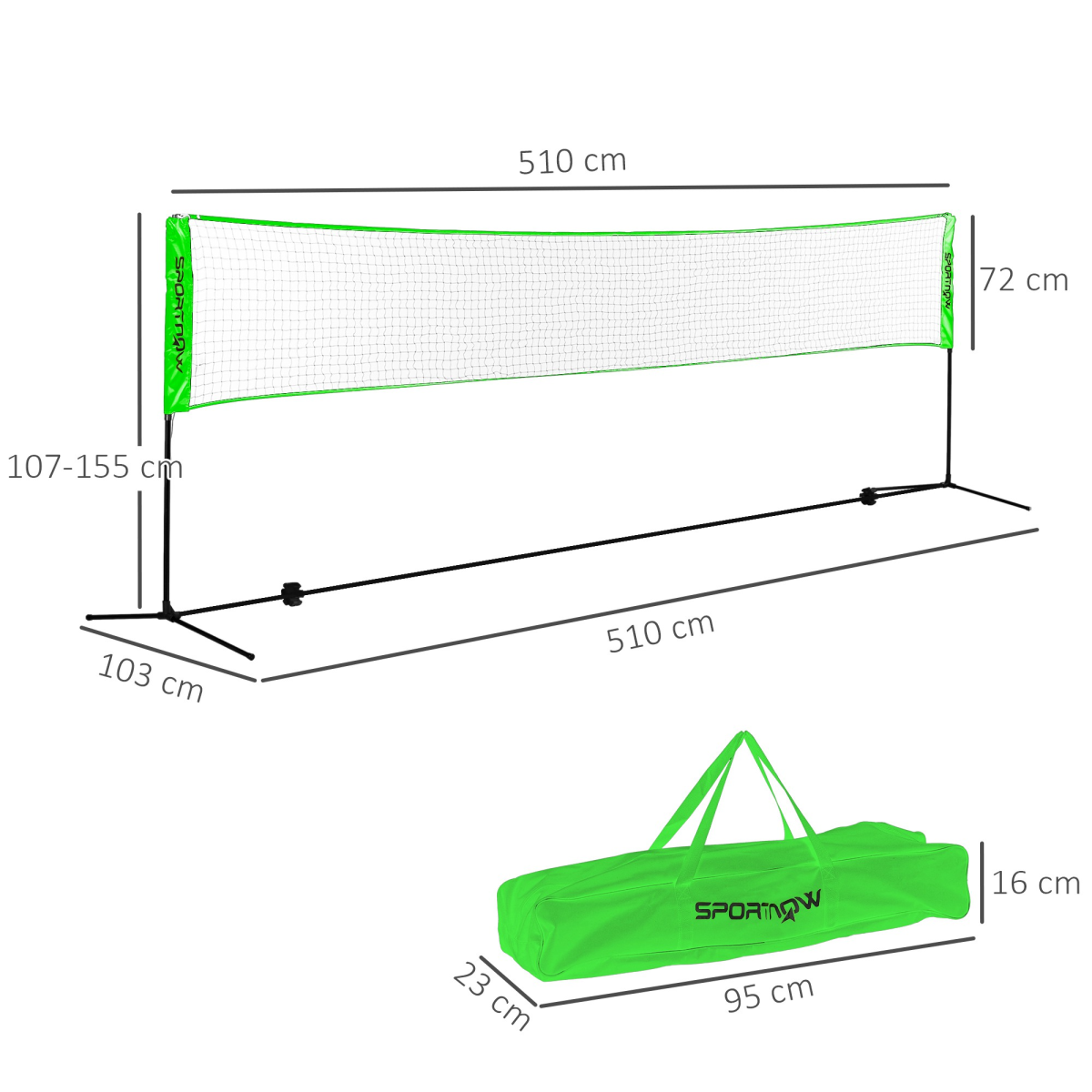 SPORTNOW Adjustable Badminton, Pickleball & Volleyball Net Set