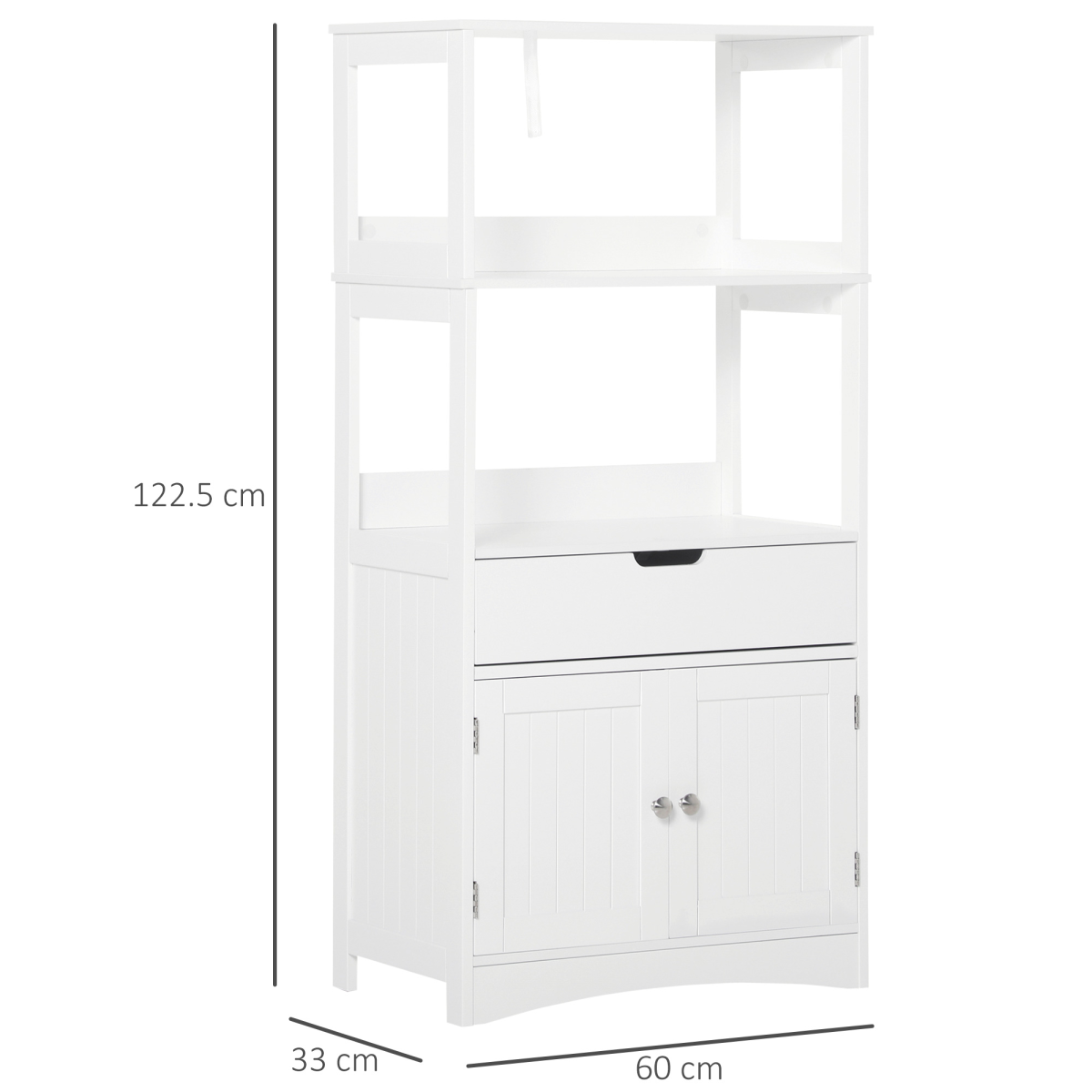 kleankin Bathroom Floor Storage Cabinet, Standing Unit with 2 Top Shelves, Drawer and Bottom Cupboard