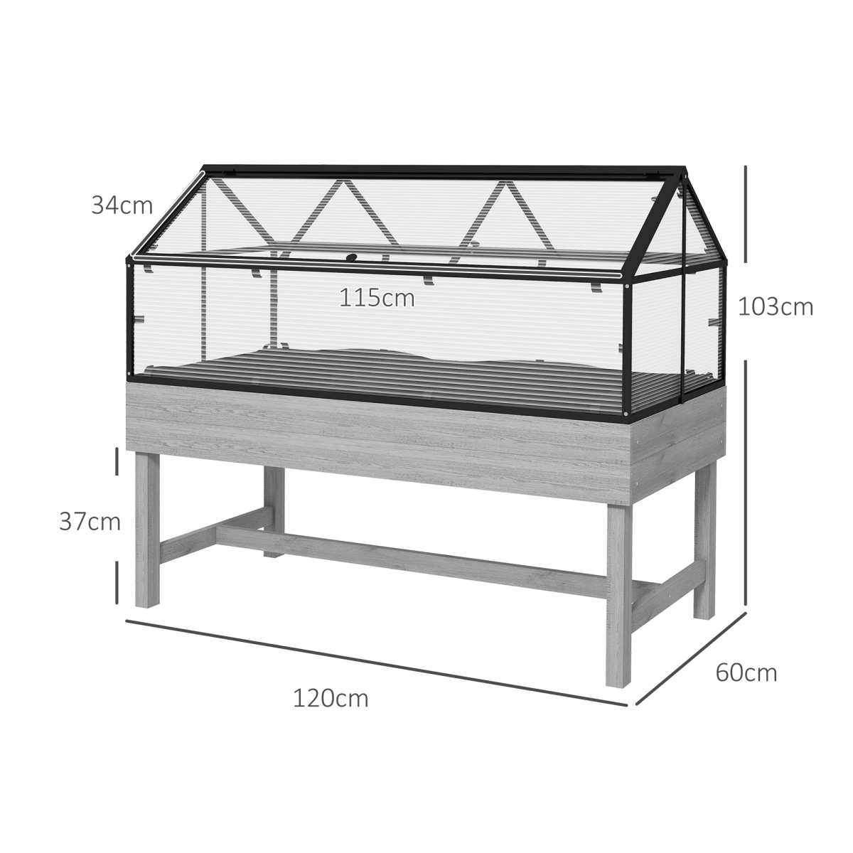Outsunny Raised Garden Bed Grow House with Polycarbonate Cover, Top Vent and Fabric Soil Bag