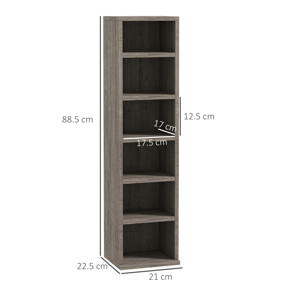 HOMCOM Set of 2 Adjustable CD Media Display Shelf Towers, Mocha Wood