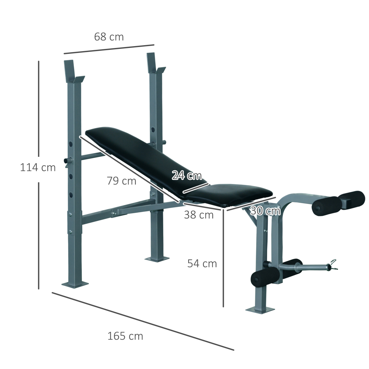 Adjustable Multi Gym Weight Bench with Adjustable Barbell Rack for Chest, Leg and Abs Training