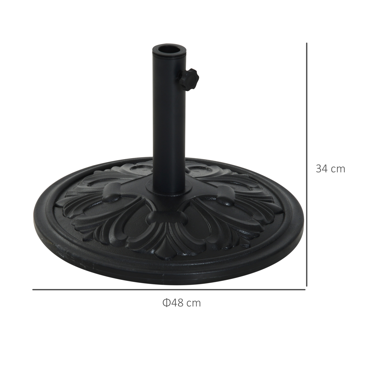 Outsunny 13kg Heavy Duty Parasol Base, Black, Fits 35-48mm Poles