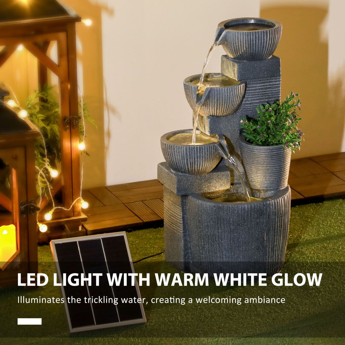 Outsunny Solar Outdoor Water Fountain with LED Lights