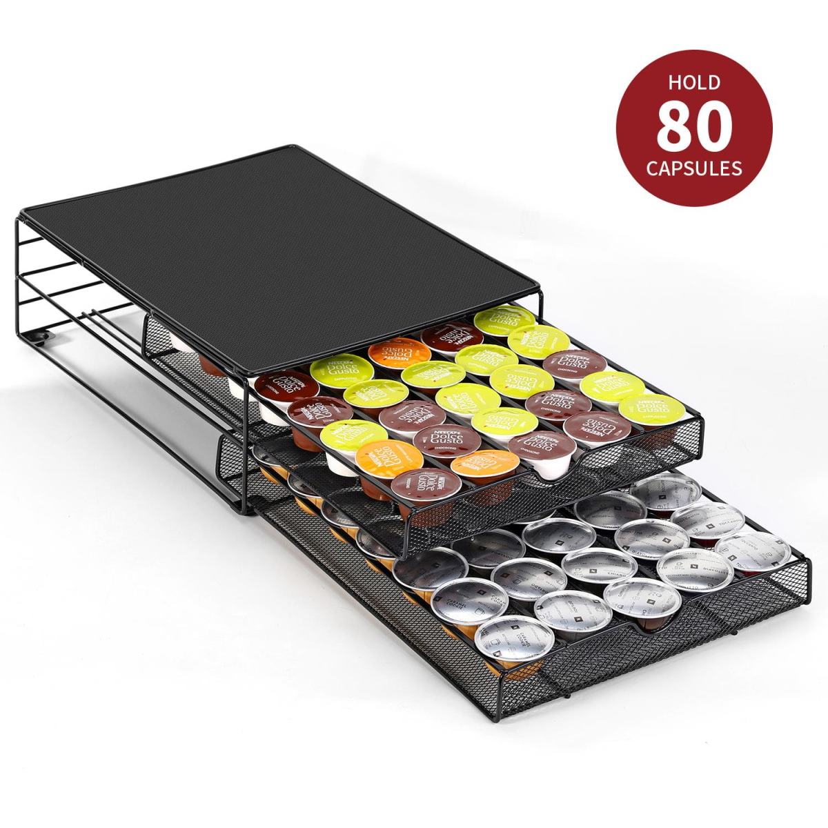 Vinsani Sliding Storage Drawer for 80 Dolce Gusto Capsules - Capsule Organiser