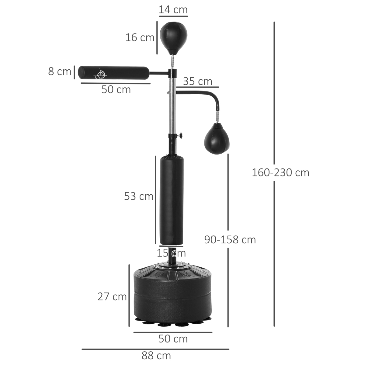 HOMCOM 3-in-1 Punching Bag Stand with 2 Speedballs and 360 Reflex Bar