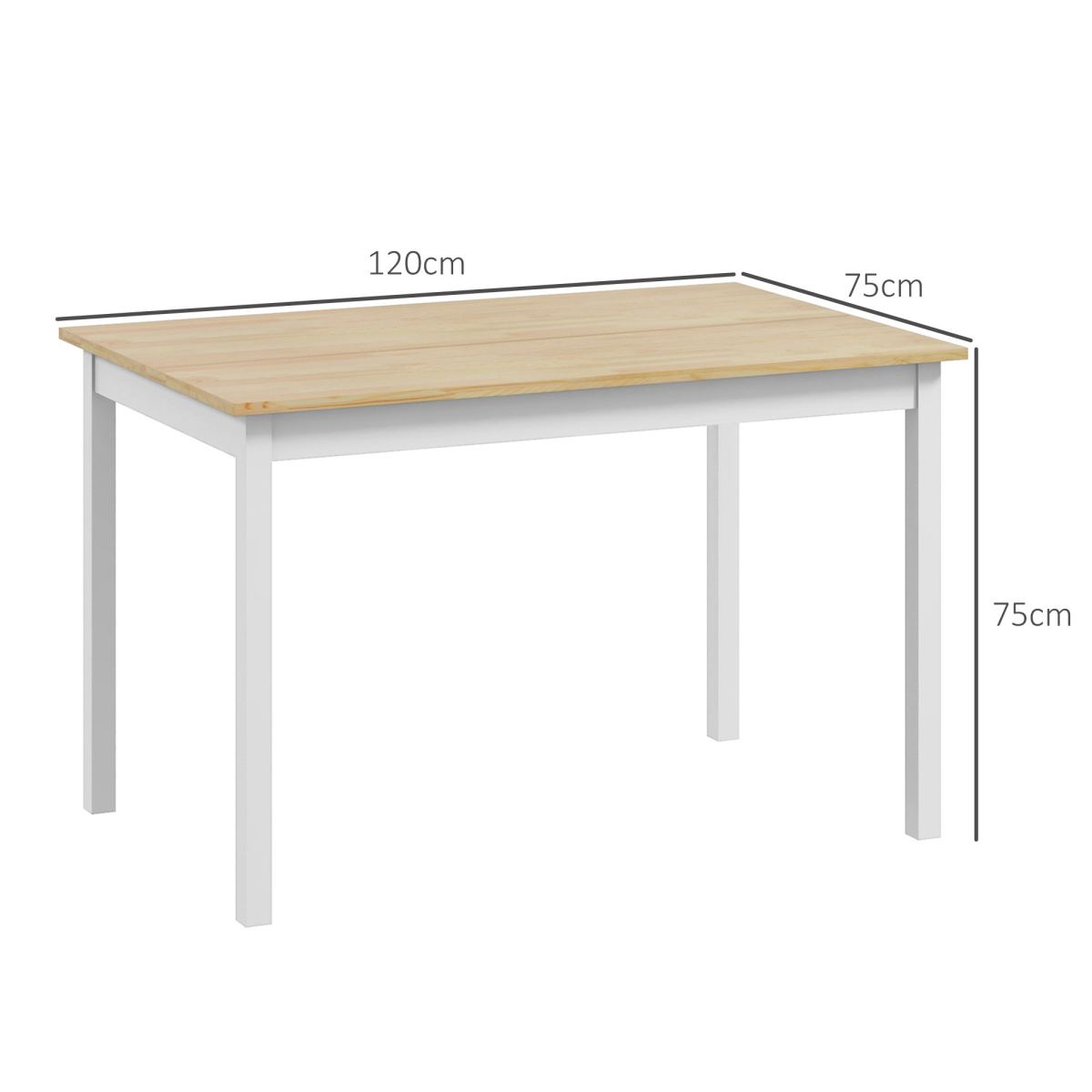 HOMCOM Farmhouse 4-Seater Pine Wood Dining Table for Kitchen