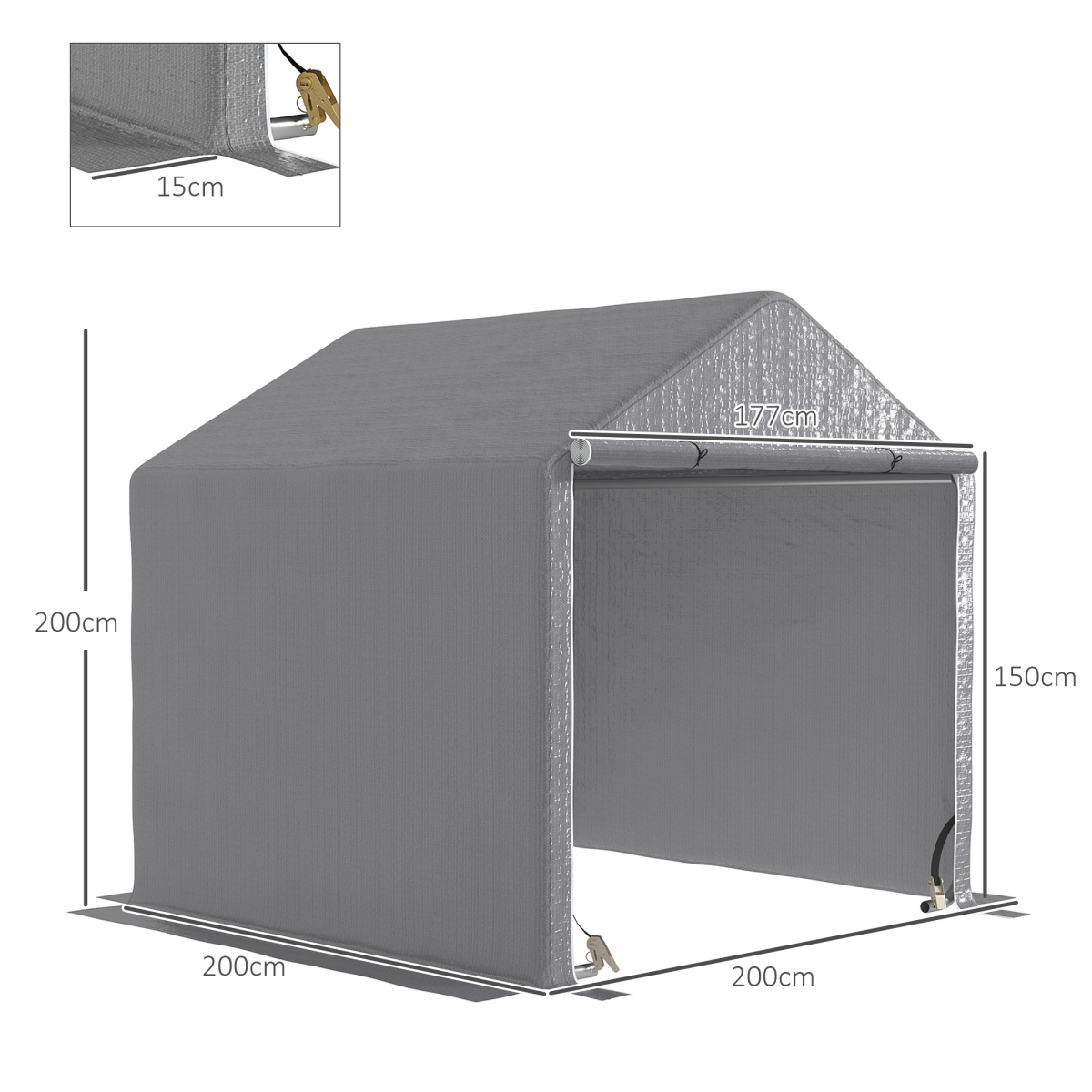 Outsunny Grey Temporary Storage Tent, Waterproof Steel Frame