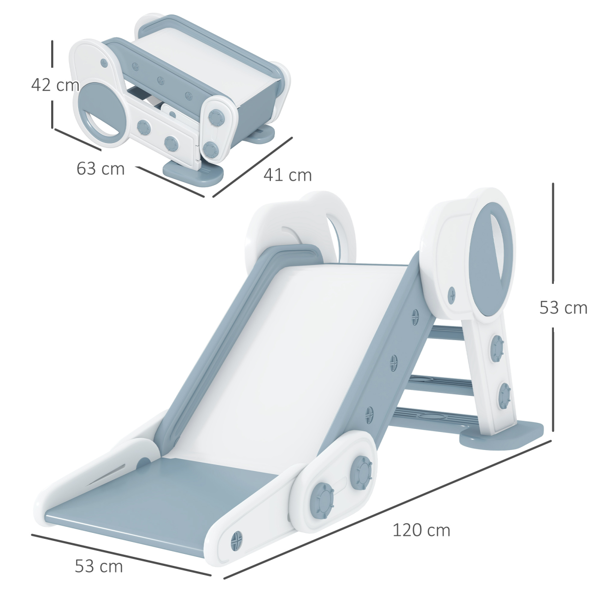 ZONEKIZ Foldable Kids Slide, Non-Slip Steps, 18-36 Months, Grey