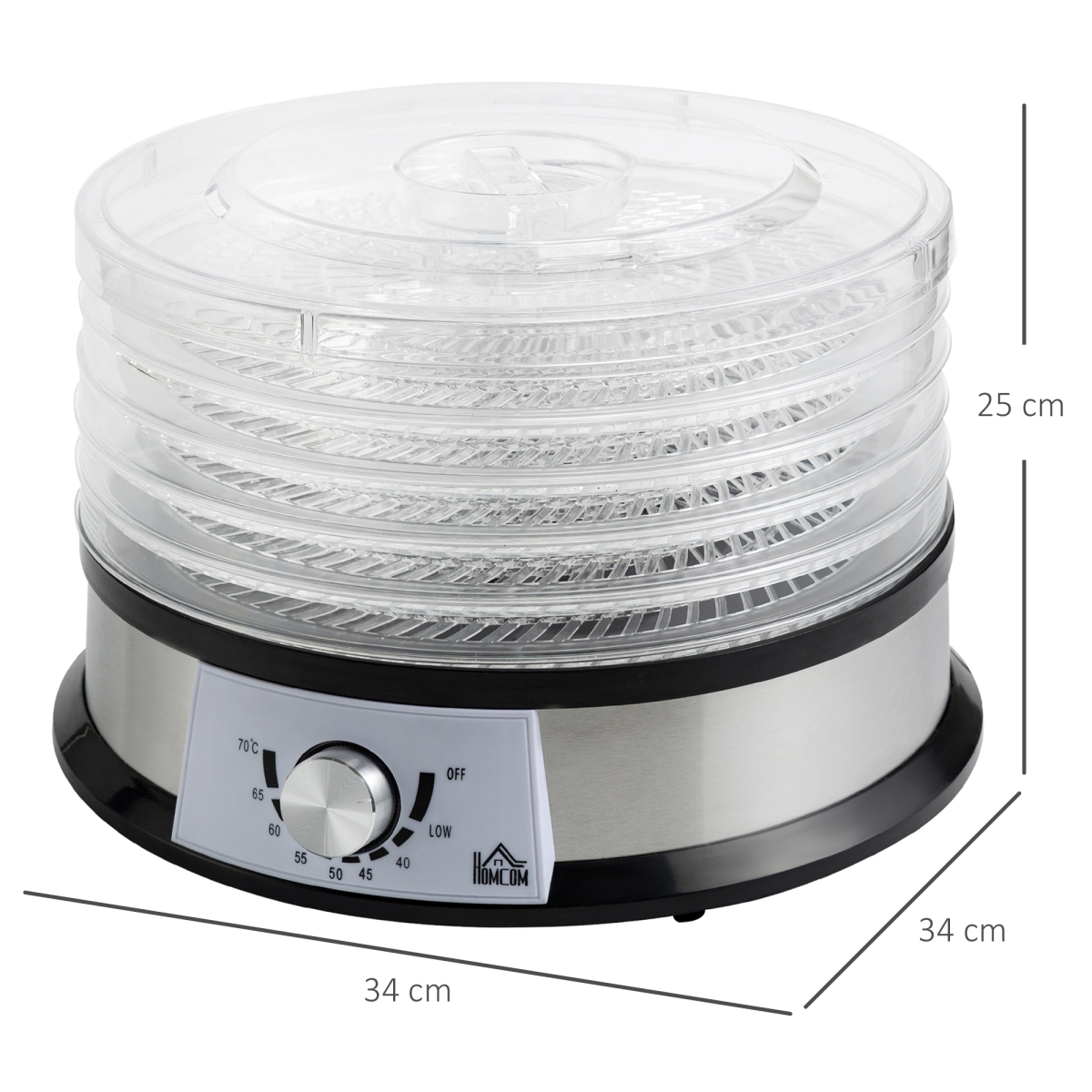 HOMCOM 5-Tier Food Dehydrator, 250W Stainless Steel Dryer