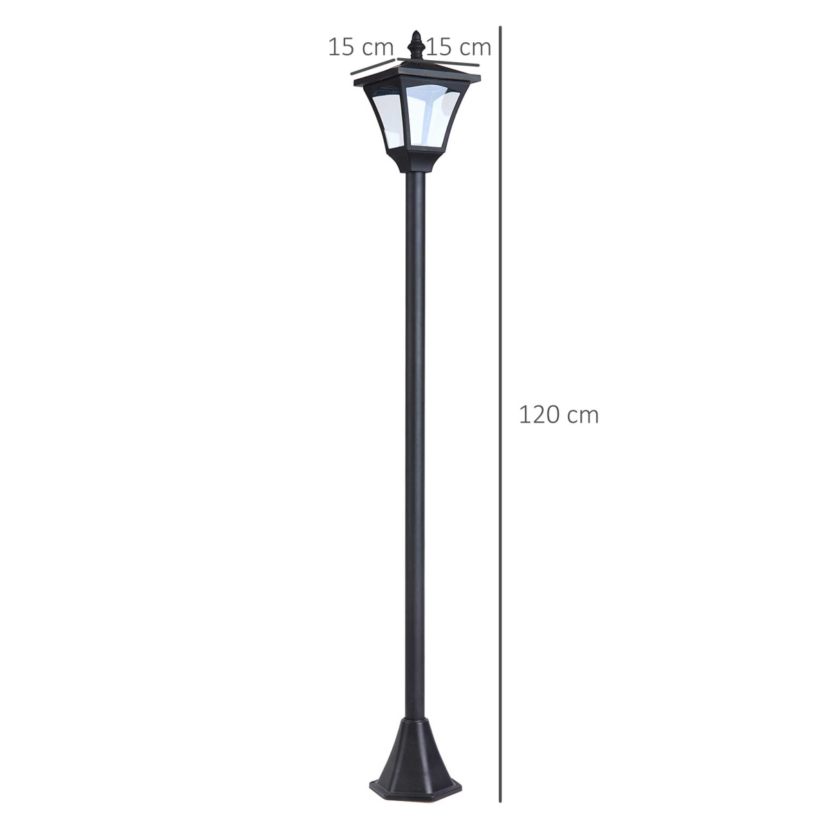 Outsunny Outdoor Solar Post Lamp LED Lantern Bollard 1.2m Tall Black
