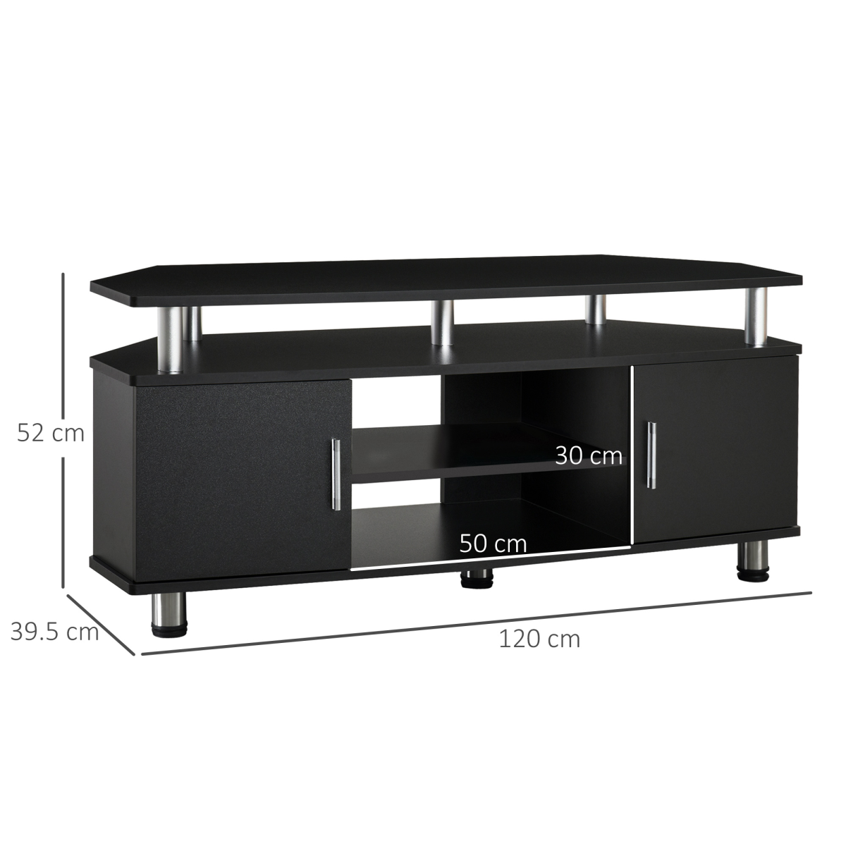 HOMCOM TV Unit Cabinet with Storage Shelves and Cupboards, 120cm TV Stand for Up to 55 Inch TVs, Black
