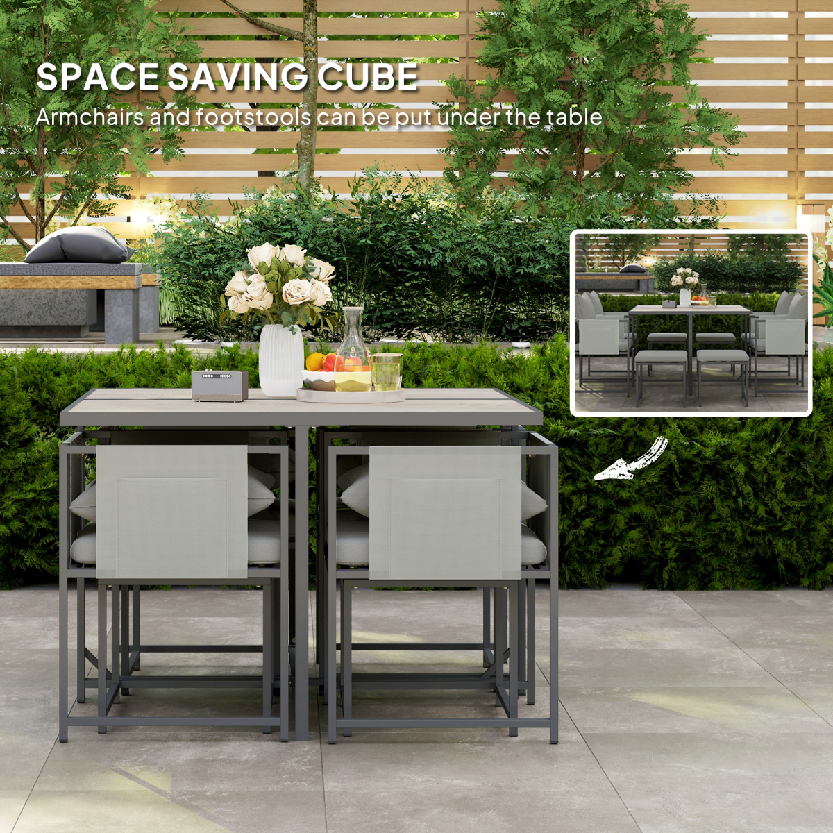 Outsunny 9 Piece Cube Garden Dining Set with Cushions