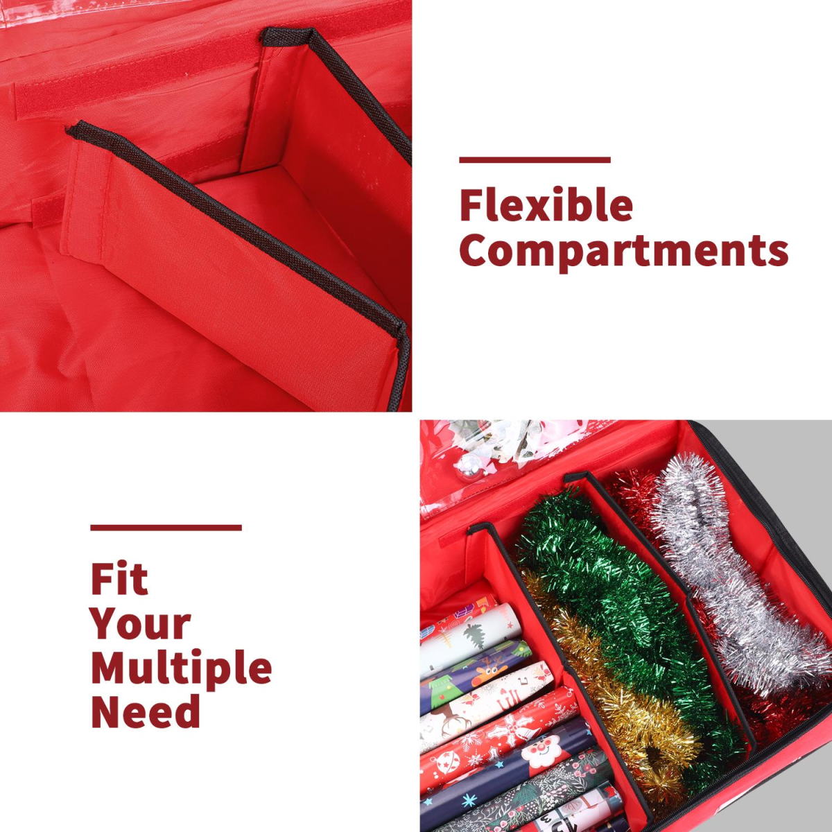 Vinsani Deluxe Gift Wrap Storage Organizer with Adjustable Straps and Compartments