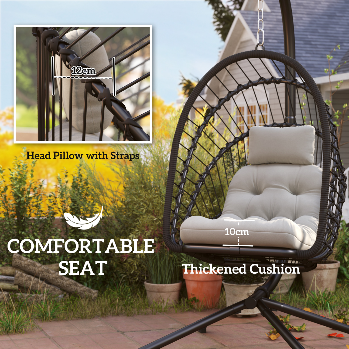 Outsunny Steel Frame Garden Storage Basket and Seat with Padded Cushion