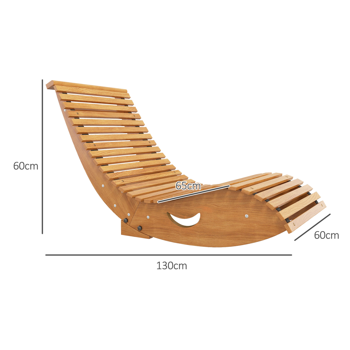 Outsunny Outdoor Wooden Rocking Chair with Slatted Seat, Teak