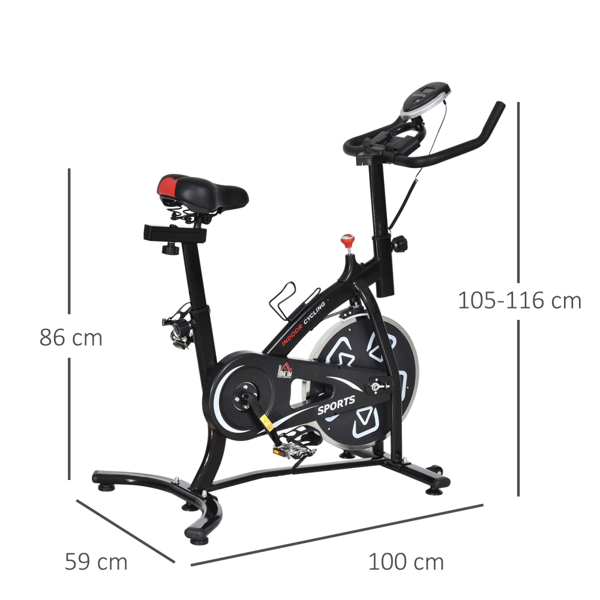 HOMCOM Belt-Driven Indoor Cycling Exercise Bike with LCD Monitor
