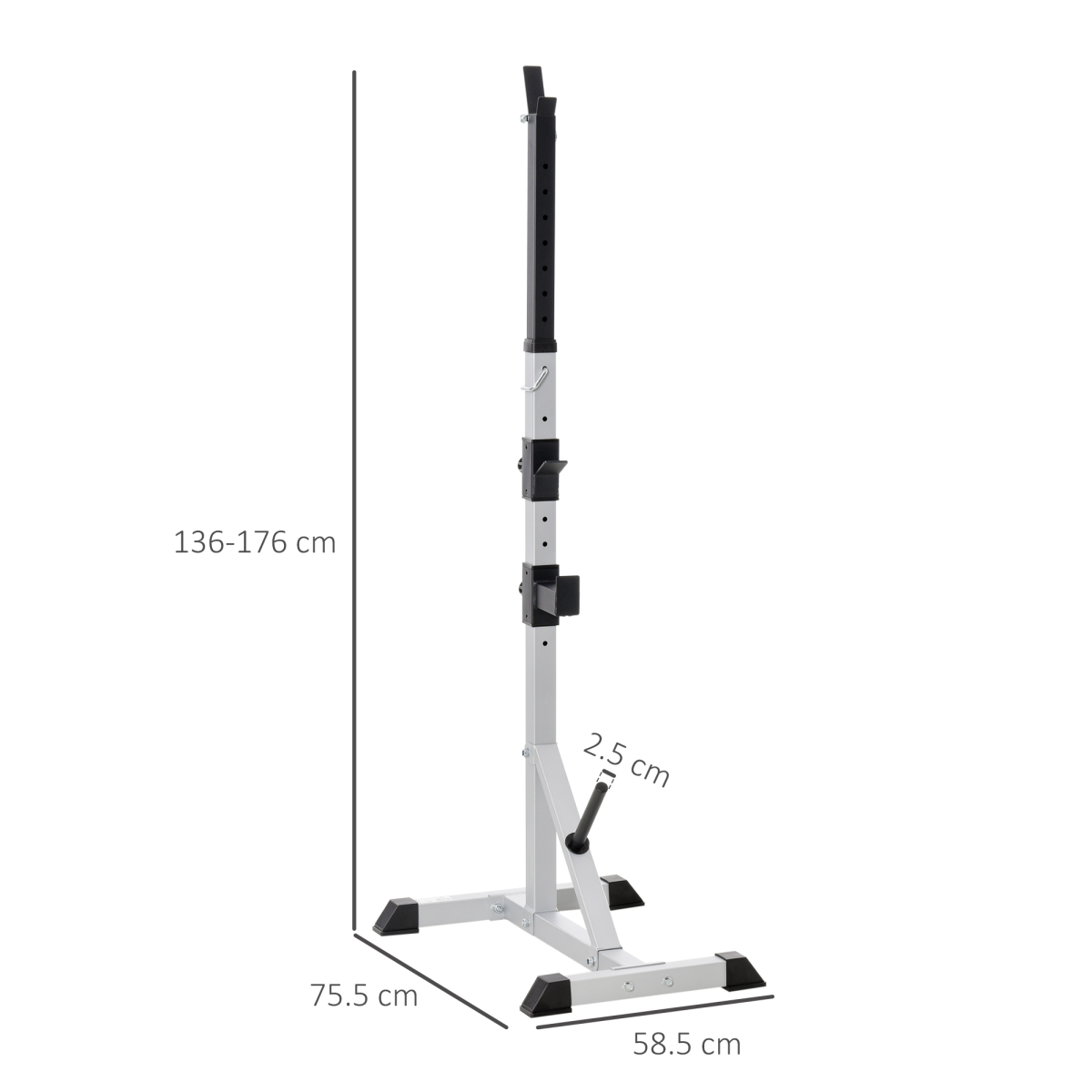Adjustable Pair of Barbell Squat Racks with 3 Barbell Holders, Steel Frame, 200kg Max Load