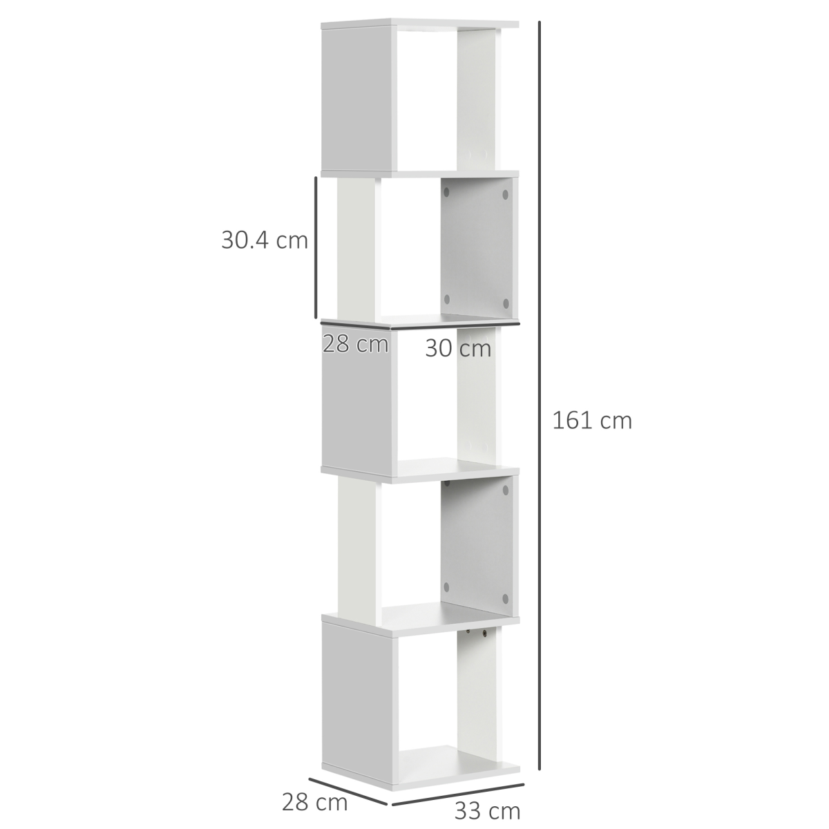 HOMCOM 5-Tier Freestanding Bookshelf, Modern Bookcase Storage Shelving for Study, Bedroom, Living Room, Home Office