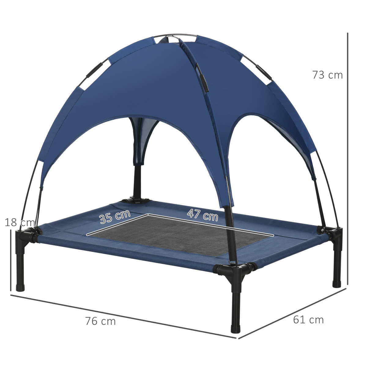 PawHut Elevated Cooling Dog Bed with Removable Canopy, Blue