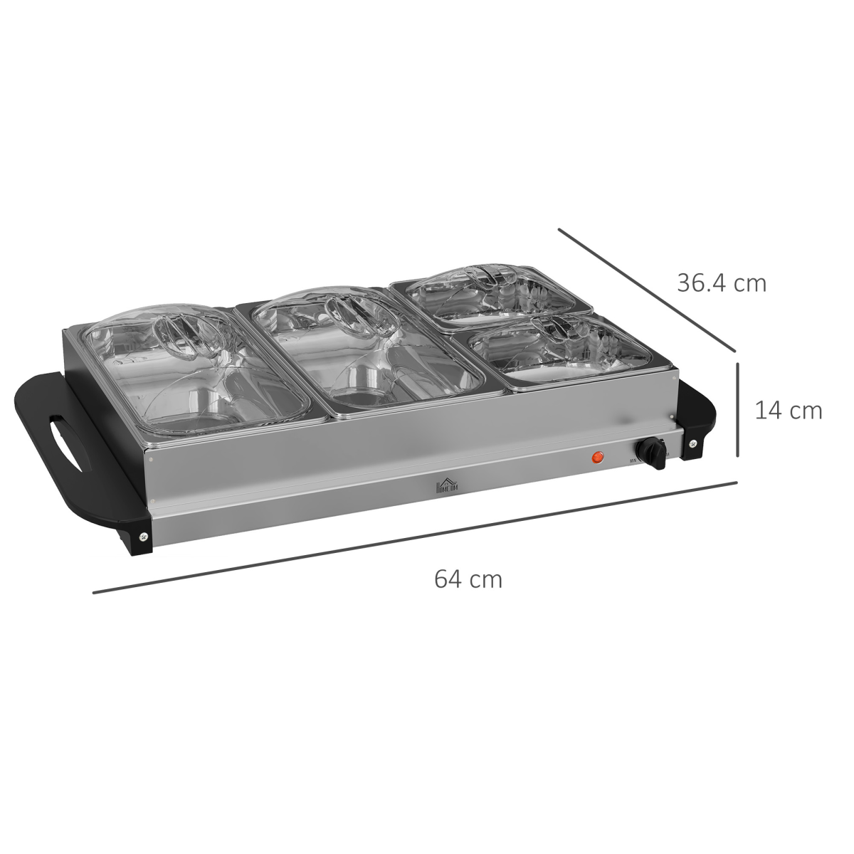 HOMCOM 4-Tray Electric Food Warmer Buffet Server, Adjustable Temp, 300W