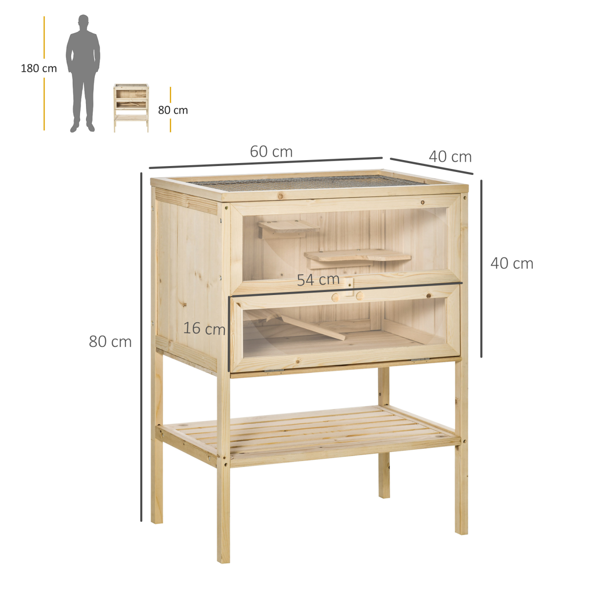 3-Tier Wooden Fir Hamster Cage House for Play and Exercise