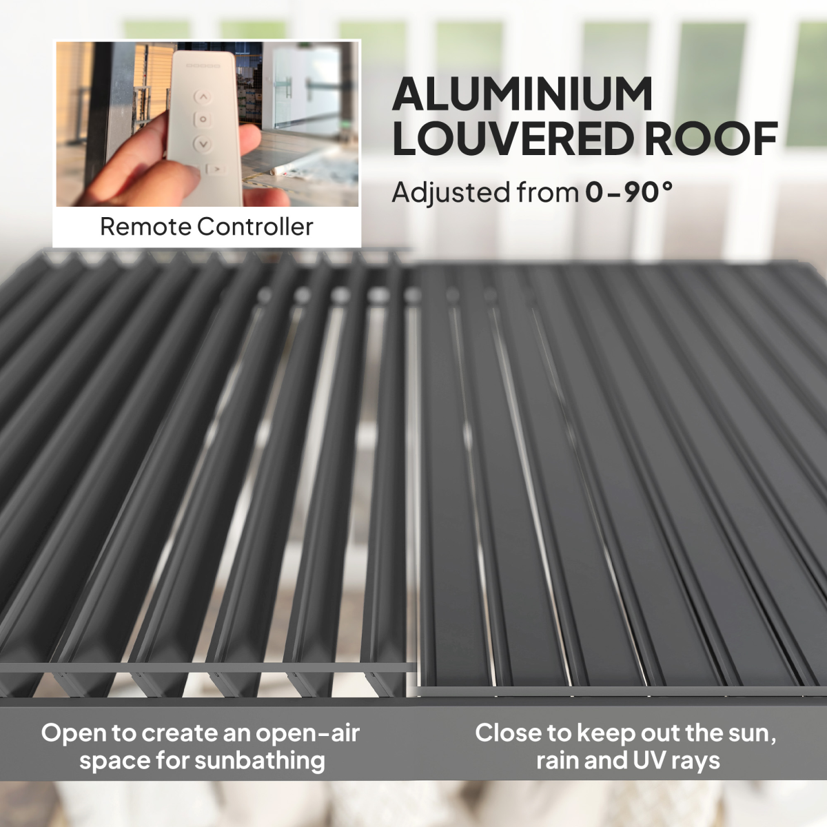 Outsunny 3x3m Electric Louvered Aluminium Pergola with LED Lights