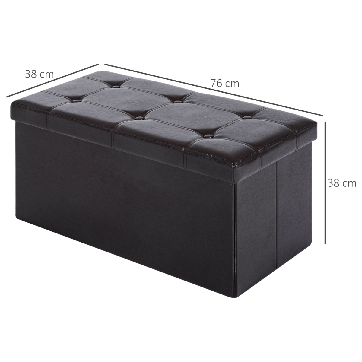 HOMCOM Folding Faux Leather Storage Cube Ottoman Bench Seat Brown