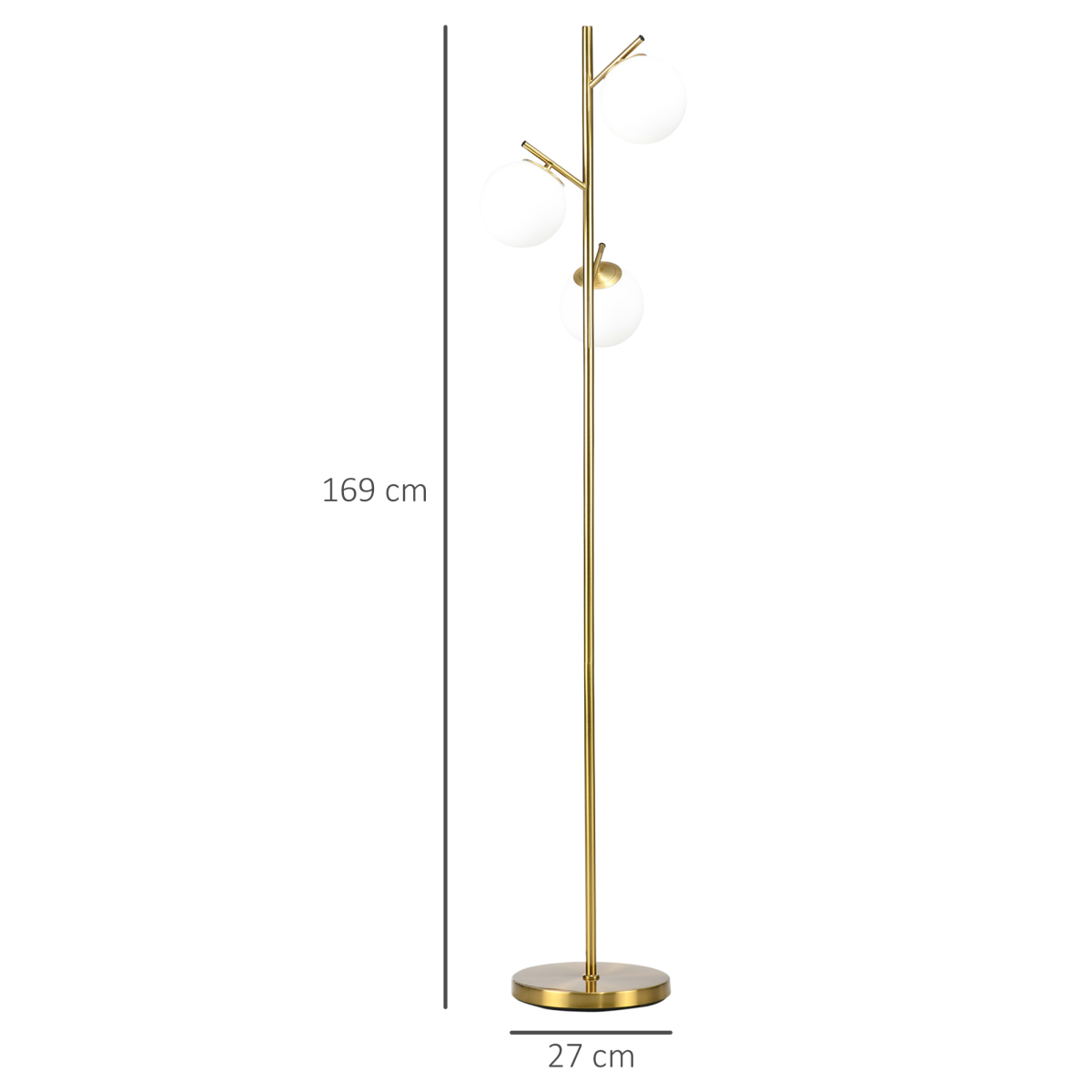 Modern 3-Light Gold Floor Lamp for Living Room & Bedroom