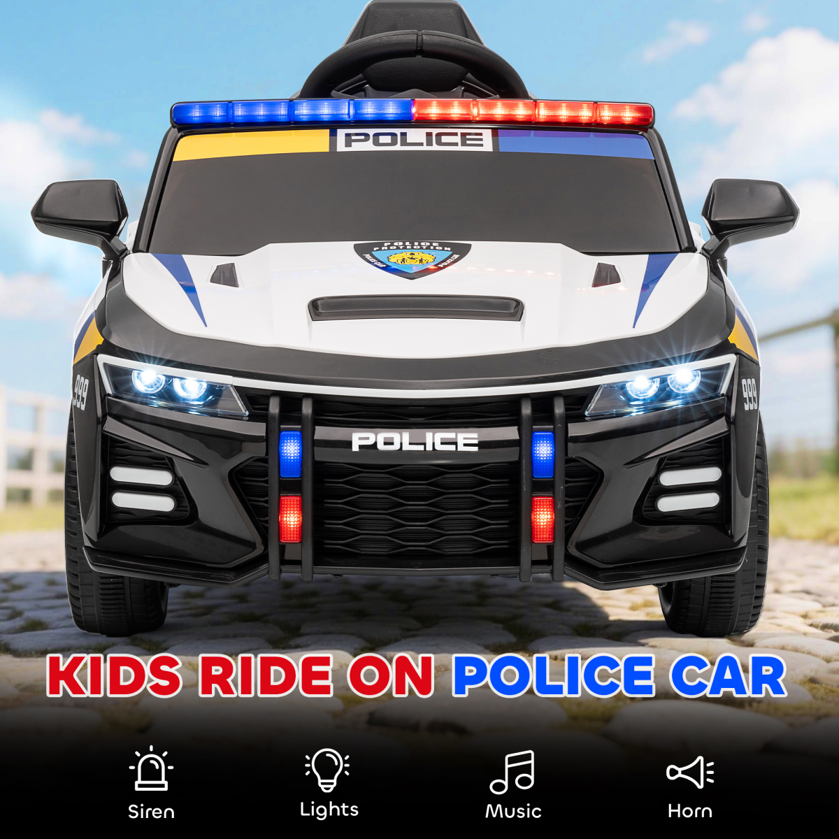 AIYAPLAY Kids 12V Electric Police Ride-On Car with Remote Control