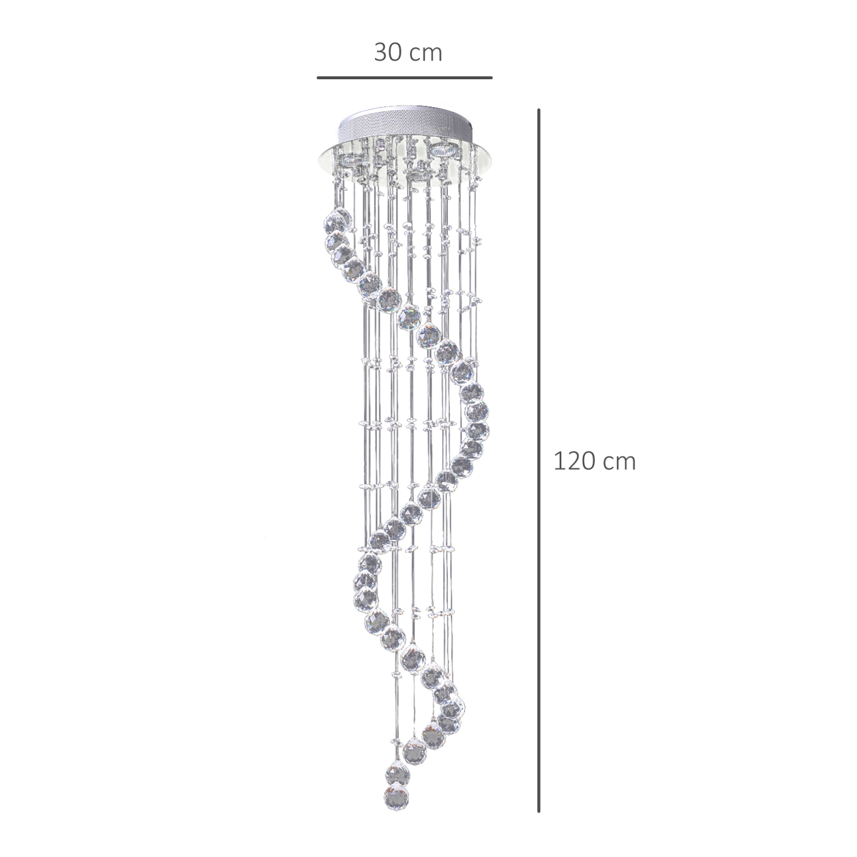 HOMCOM Crystal Chandelier 160 Octagons with Glass Crystals, Polished Chrome Finish
