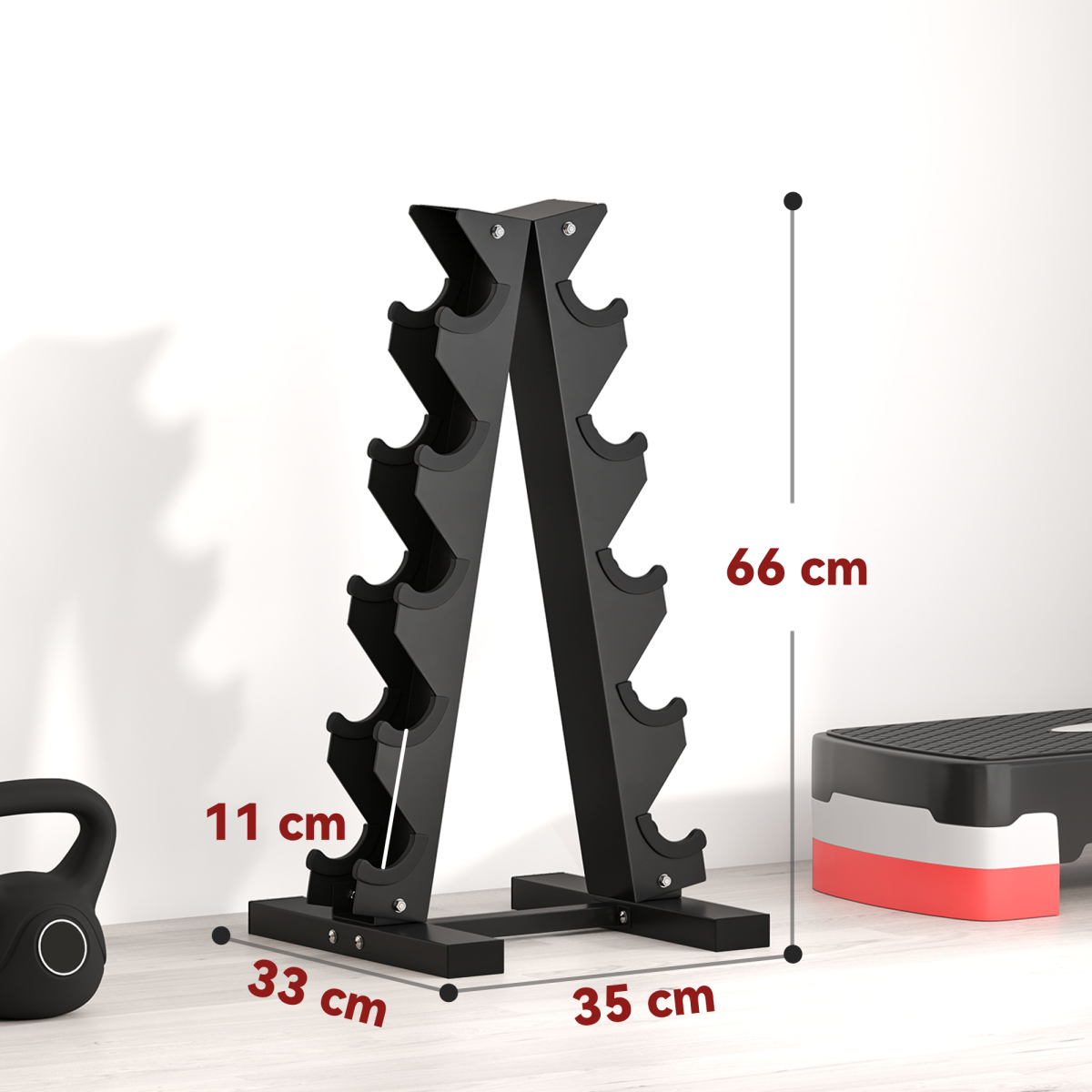 SPORTNOW 5-Pair Dumbbell Rack, Steel Weight Tree for Home Gym