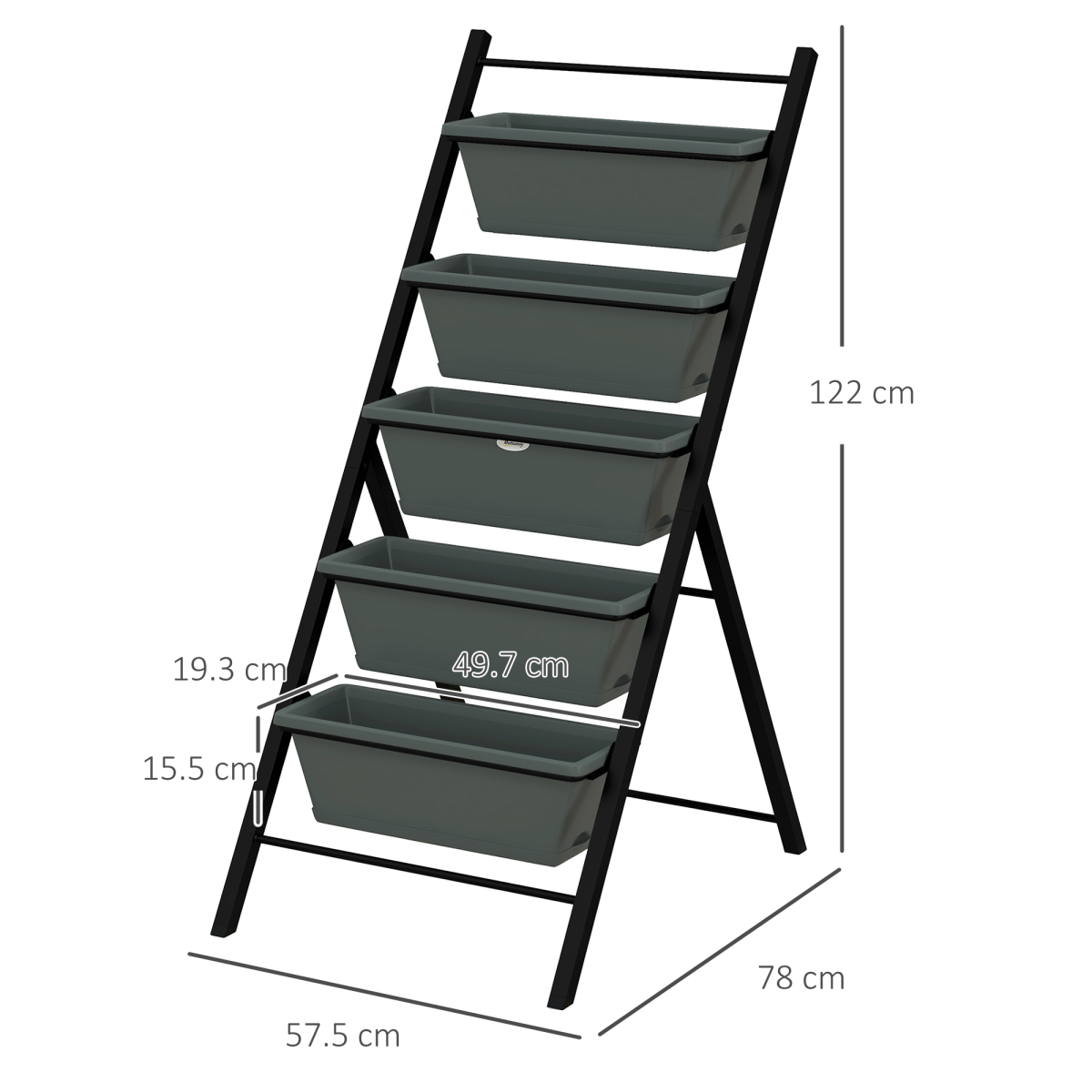 Outsunny Indoor Outdoor 5-Tier Vertical Raised Garden Bed with Removable Trays