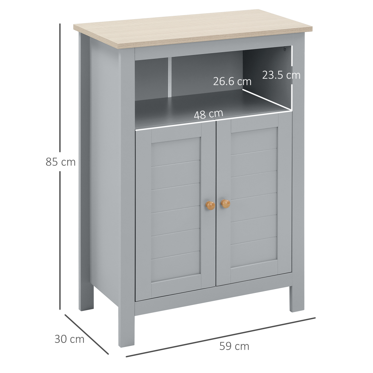 kleankin Bathroom Floor Storage Cabinet with Doors, Adjustable Shelf