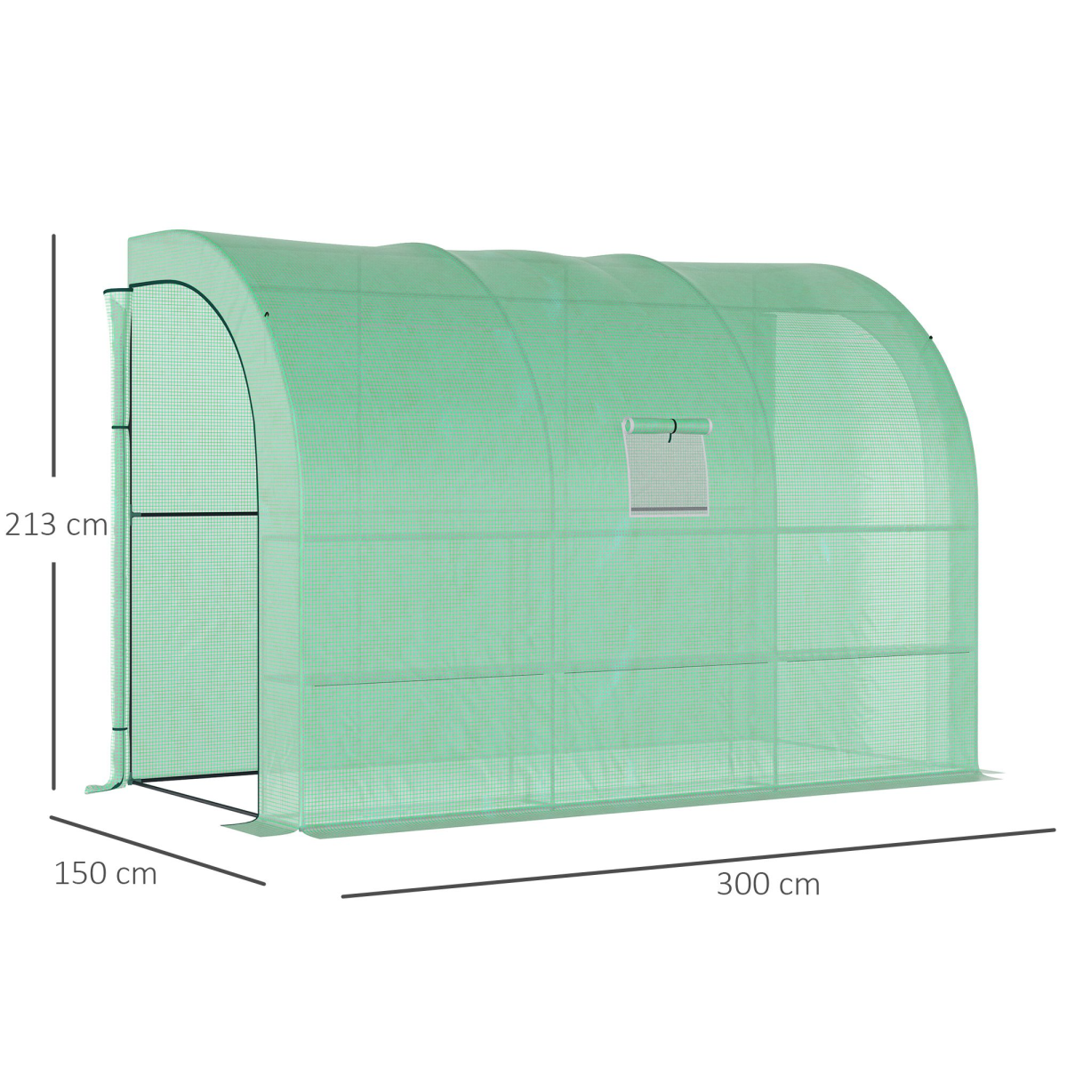 Outsunny Walk-In Greenhouse with PE Cover and 3-Tier Shelves, Green, 300 x 150 x 213 cm