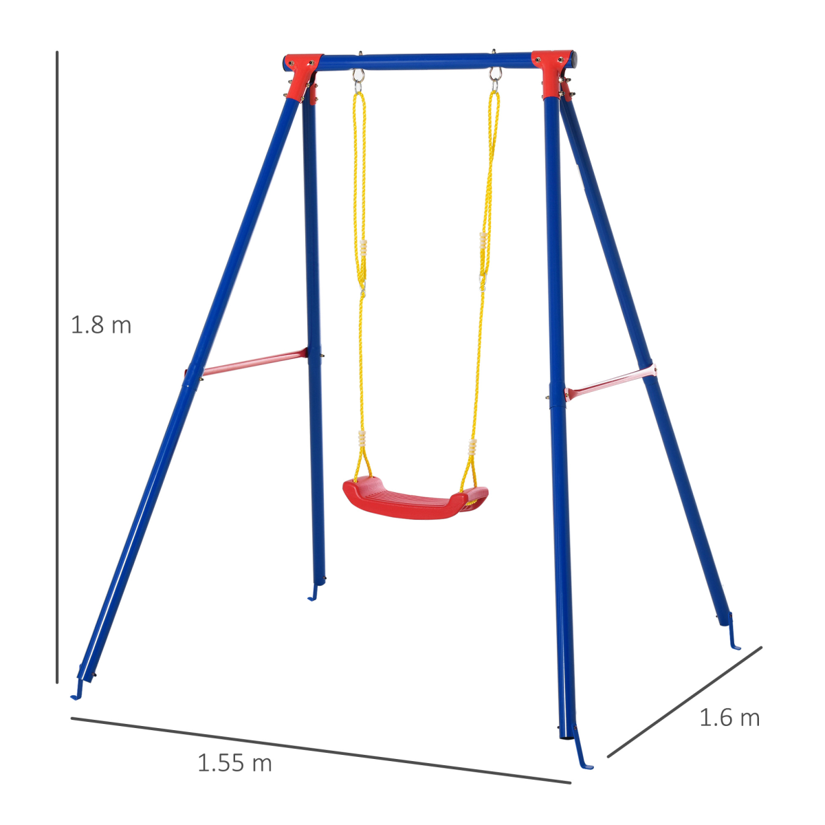 Children's Metal Swing Set with Adjustable Ropes, A-Frame Stand