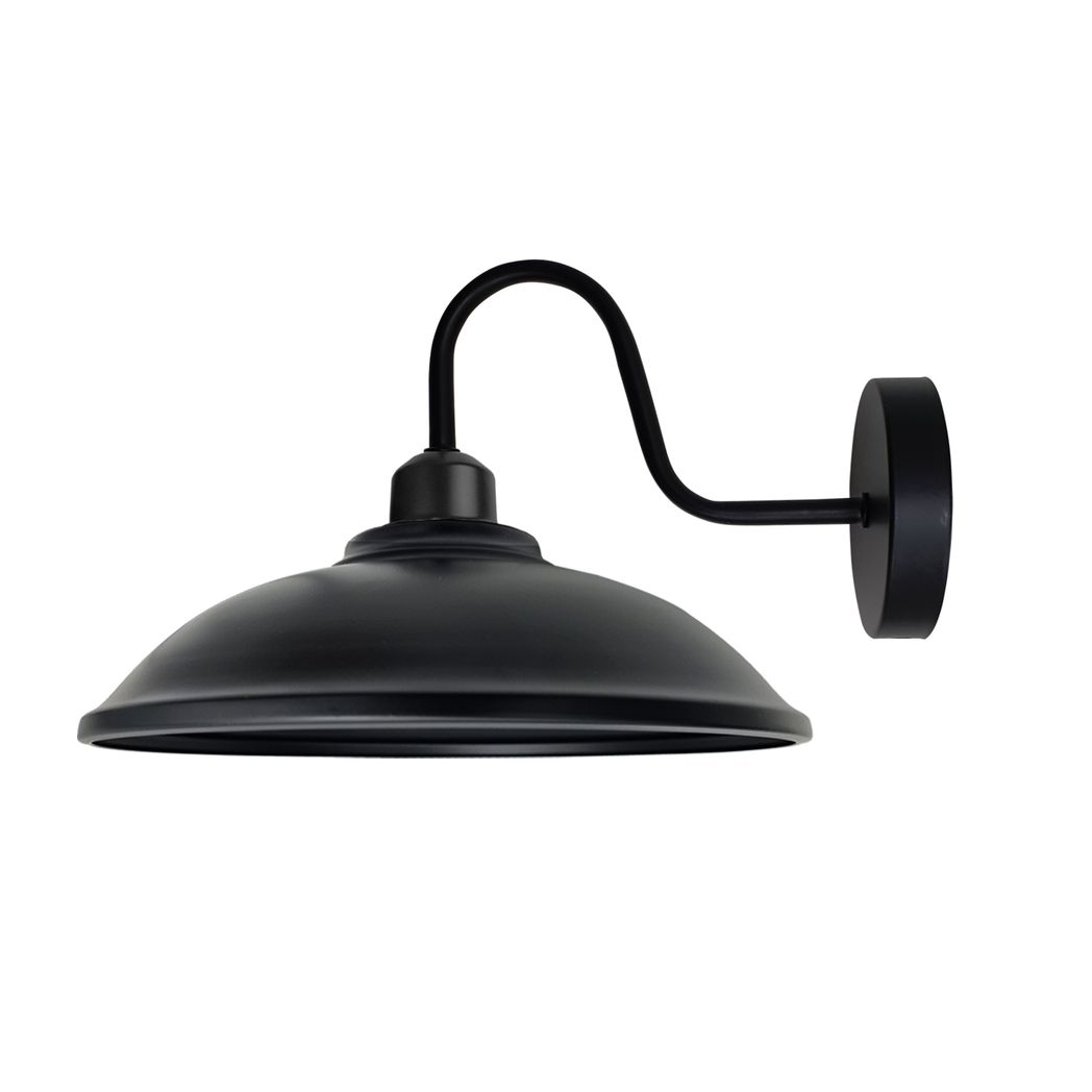 Black Vintage Wall Sconce, E27 Base, Hemisphere Shade, Indoor