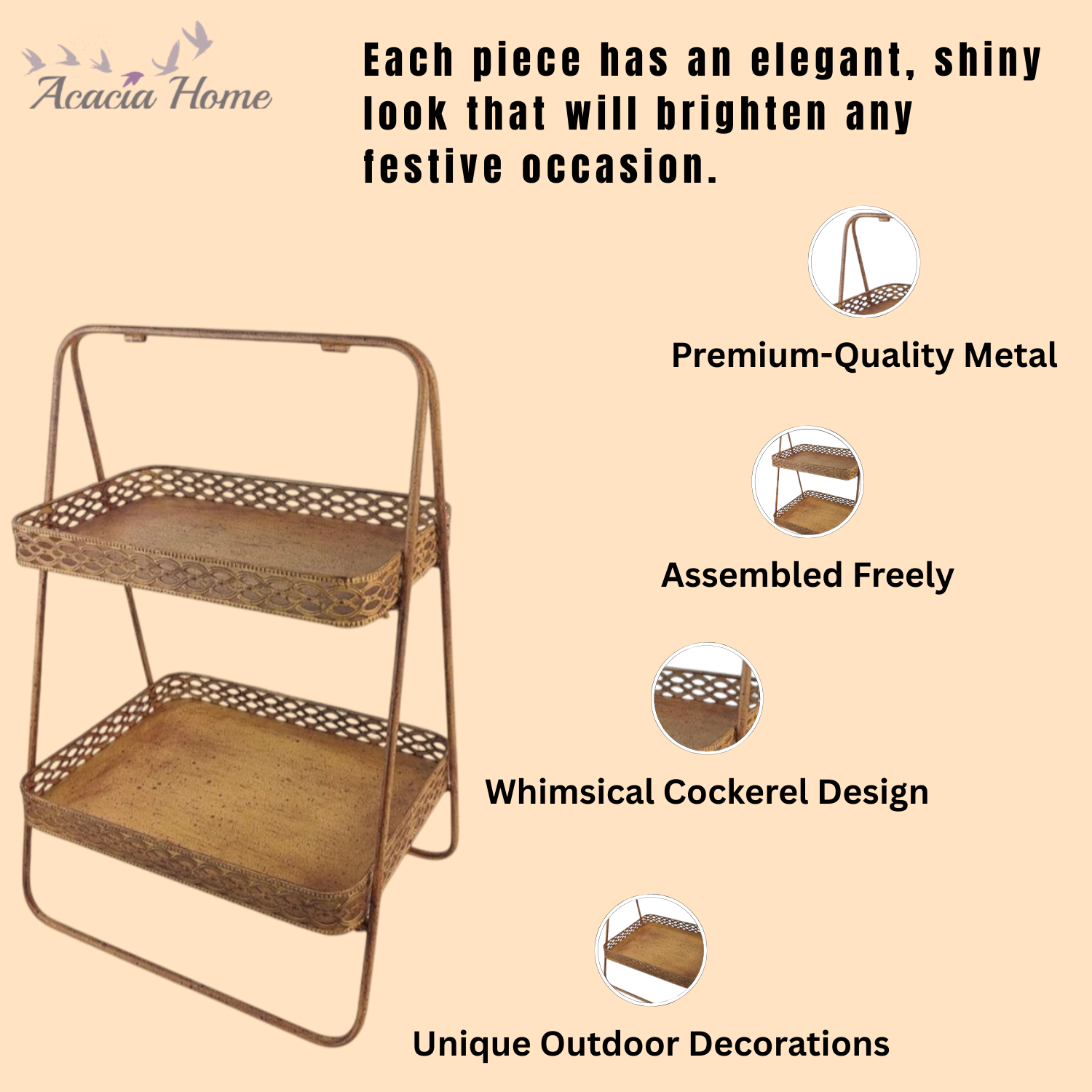 MSL 59cm Rusty Metal Display Shelf