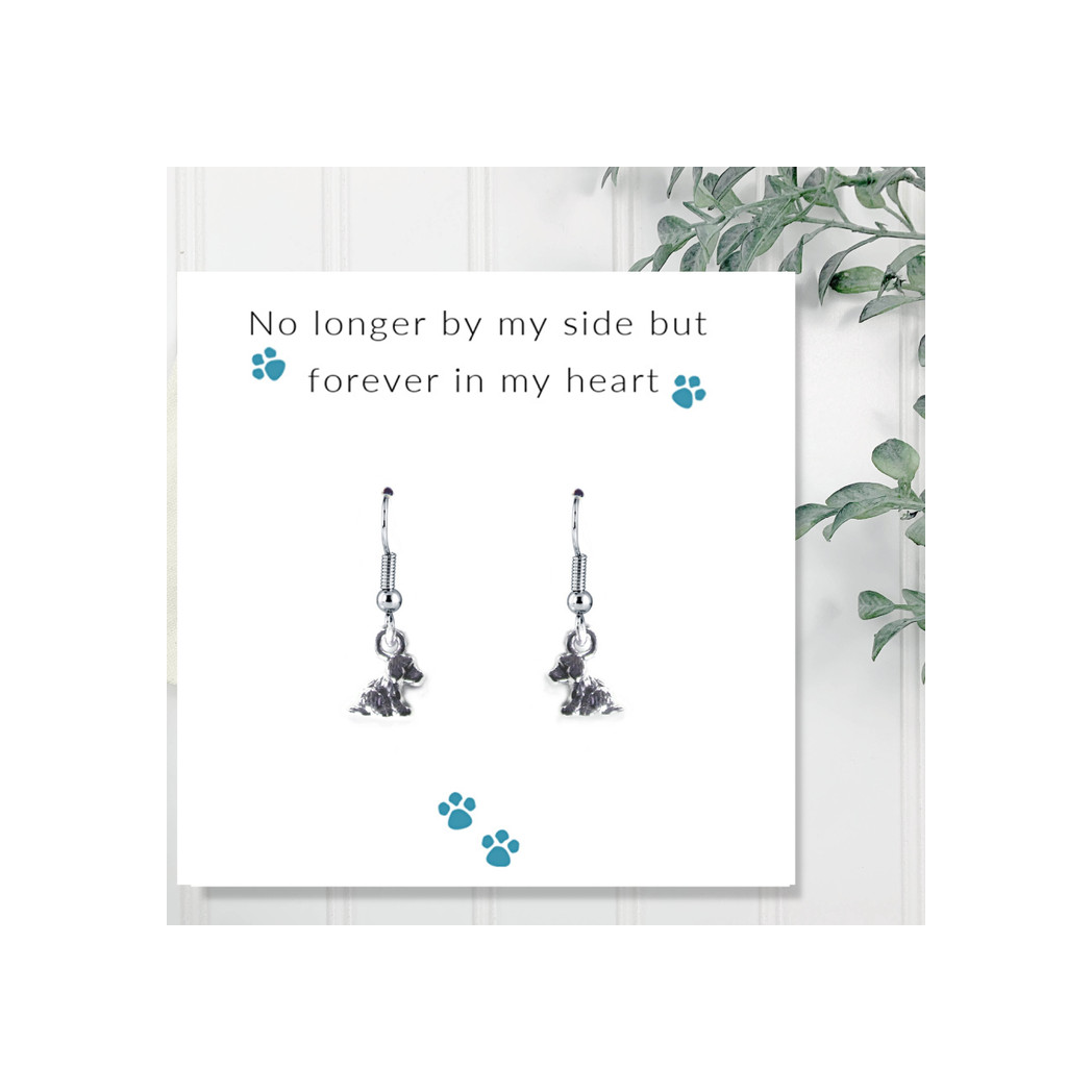 No Longer By My Side - Dog Earrings on Message Card