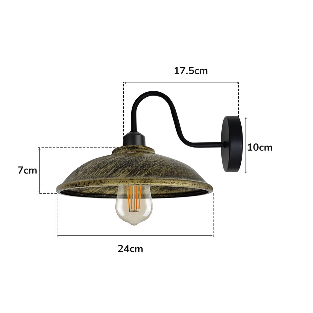 Vintage Hemisphere Wall Sconce, E27 Base, Hardwired Indoor Light