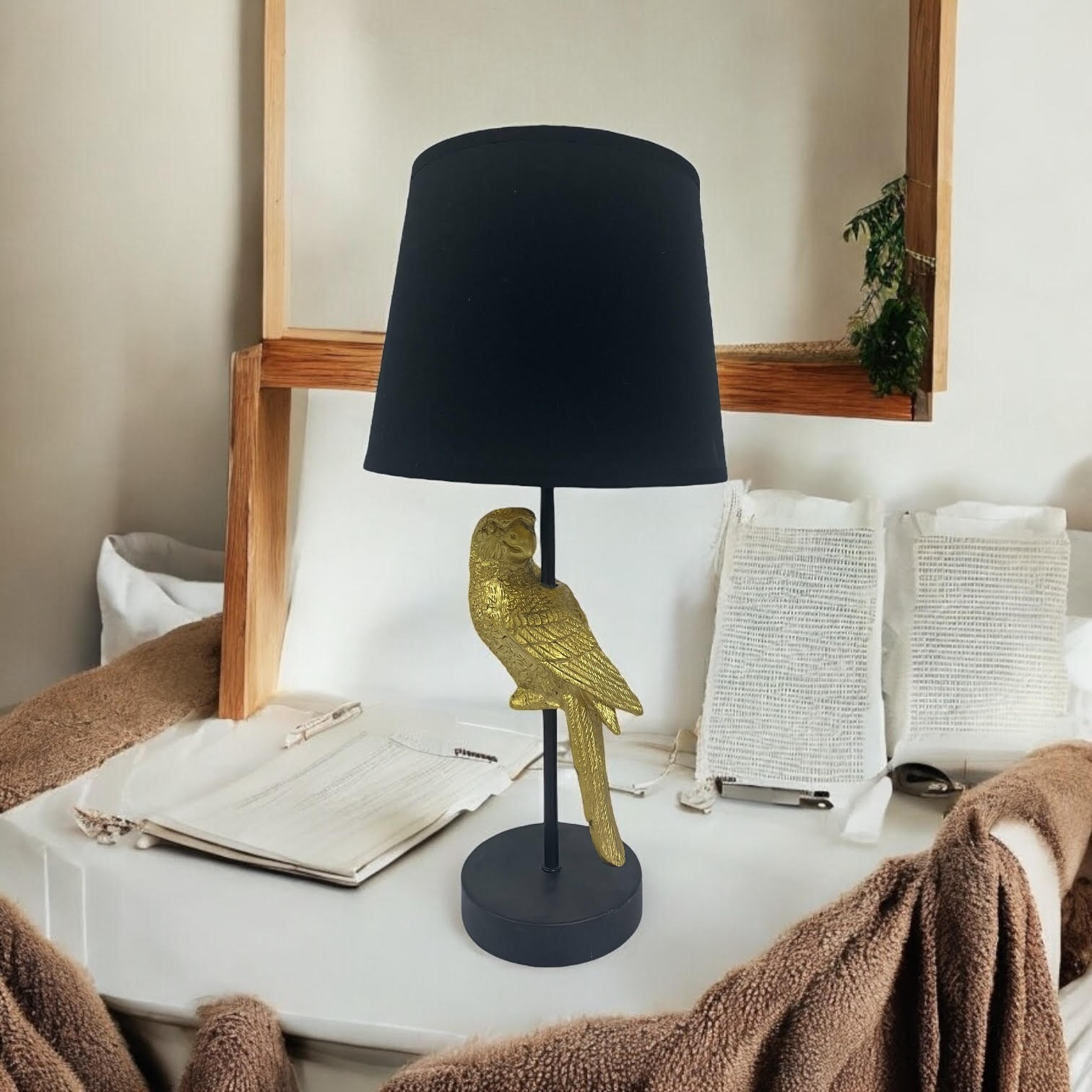 MSL 47X22X22M Table Lamp with 9 Black Shade and In-Line Switch