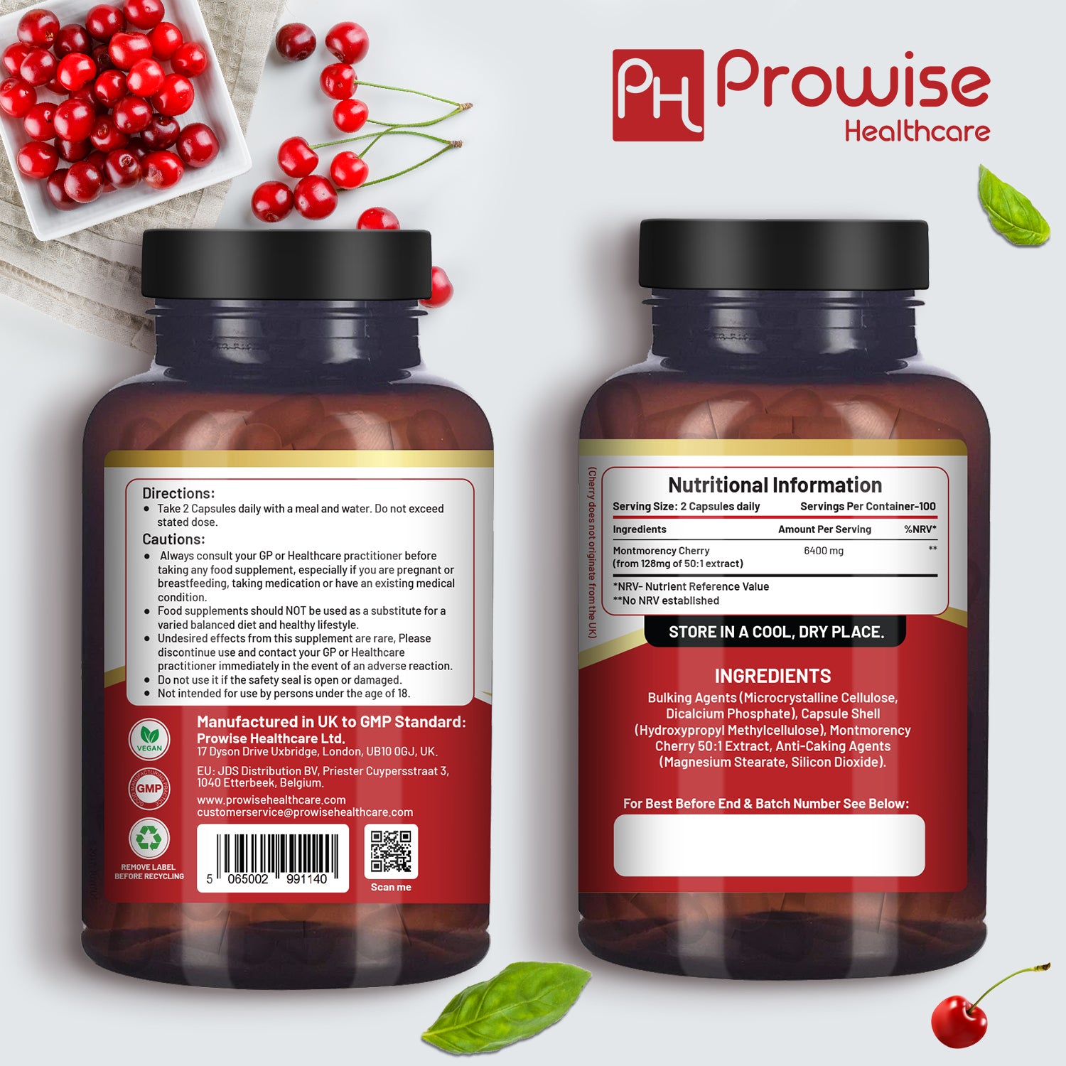 Prowise Healthcare Montmorency Cherry 6400mg, 200 Vegan Capsules