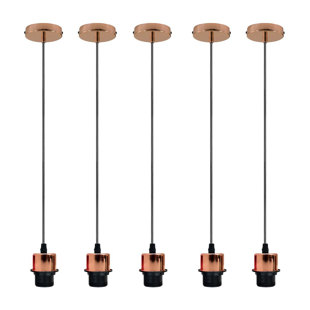 5 Pack Vintage E27 Pendant Light Holder Set, 95cm Adjustable Cable